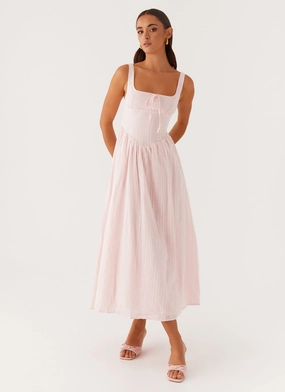 Pascuelle Midi Dress - Pink High-Neck
