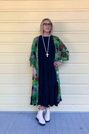 Midweight Layer Thermal Lining Niovara - 1084-033 Impressionist Ruffle Kimono