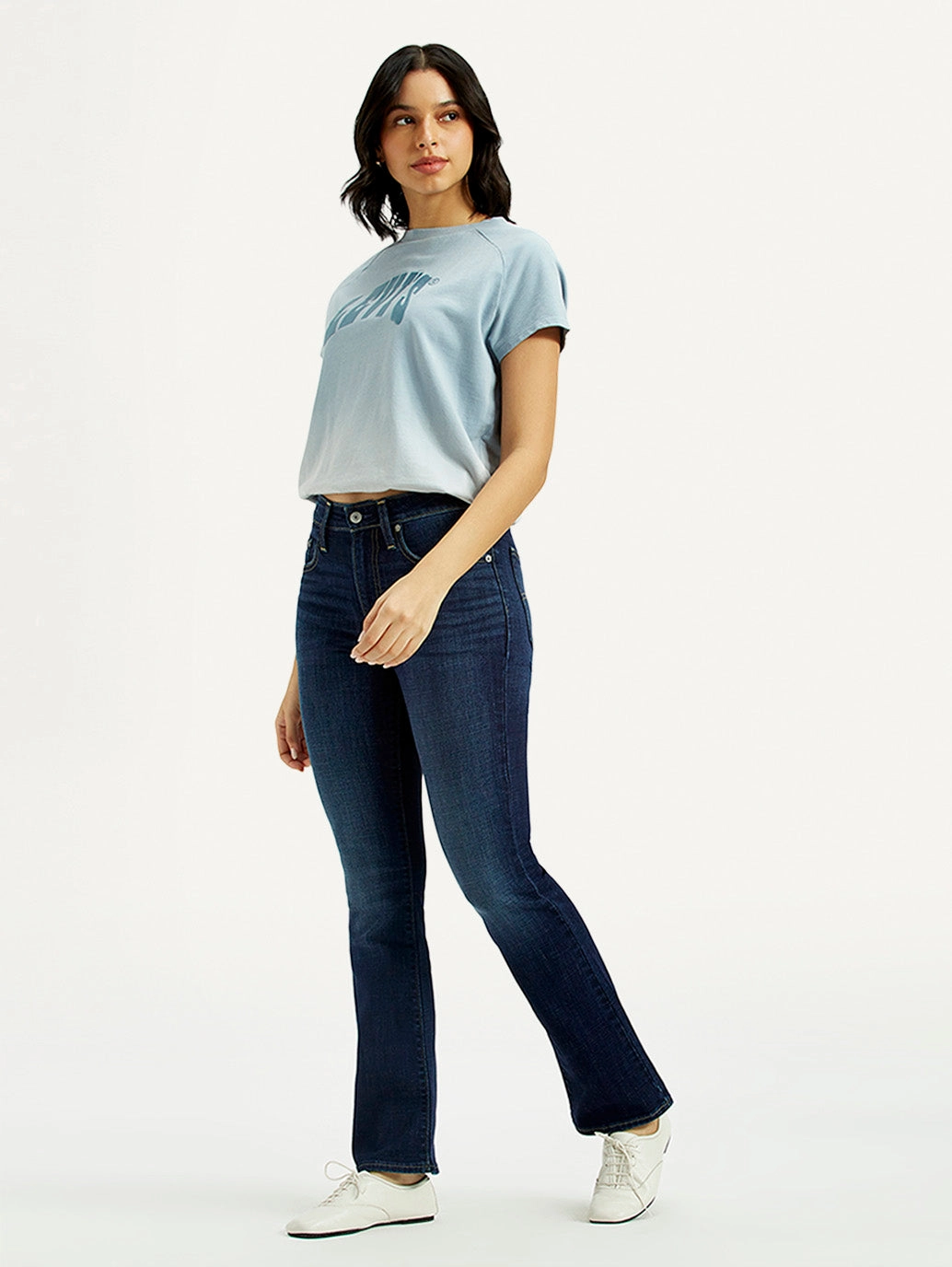 Women's 725 Dark Indigo Flared Fit High Rise Jeans Casual Design Versatile Design