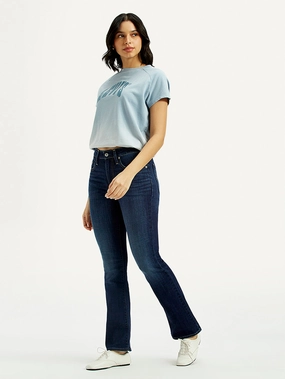 Women's 725 Dark Indigo Flared Fit High Rise Jeans Casual Design Versatile Design