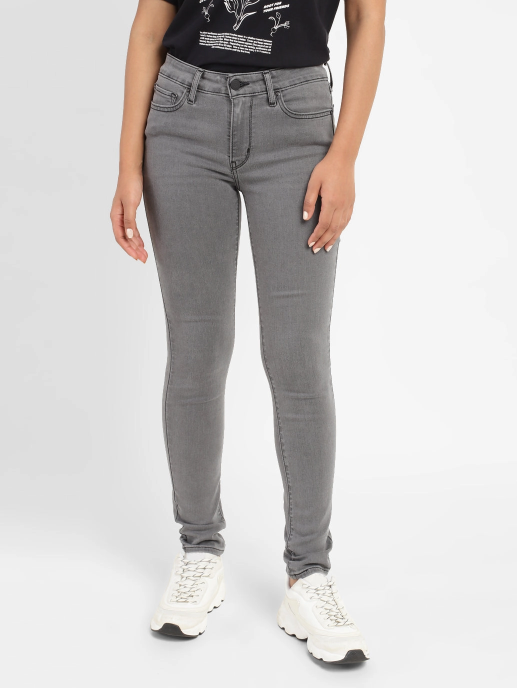 Smart Utility Women's 711 Grey Skinny Fit Mid Rise Jeans