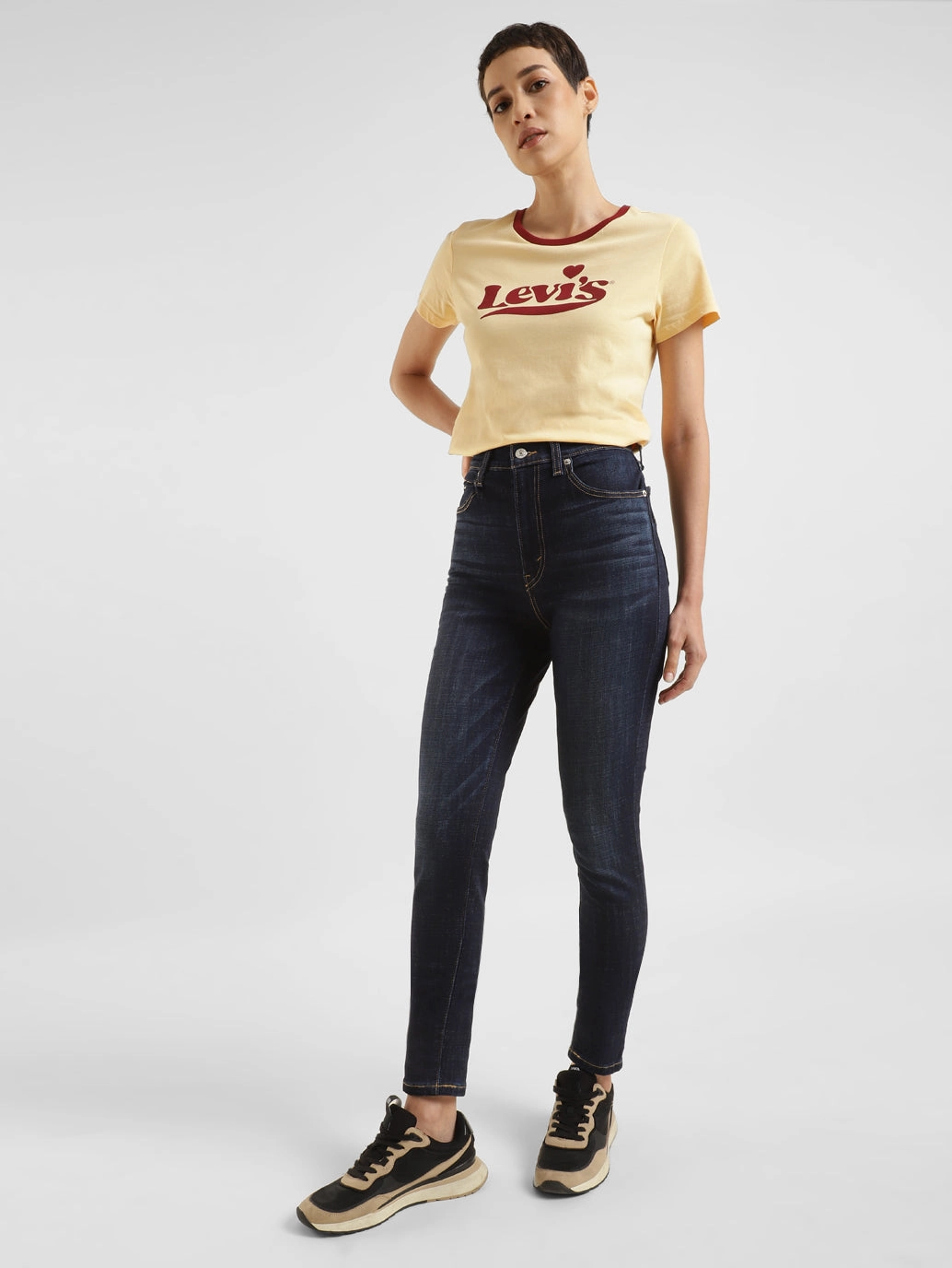 Women's Blue Skinny Fit High Rise Jeans Chic Essentials Smooth Minimalist