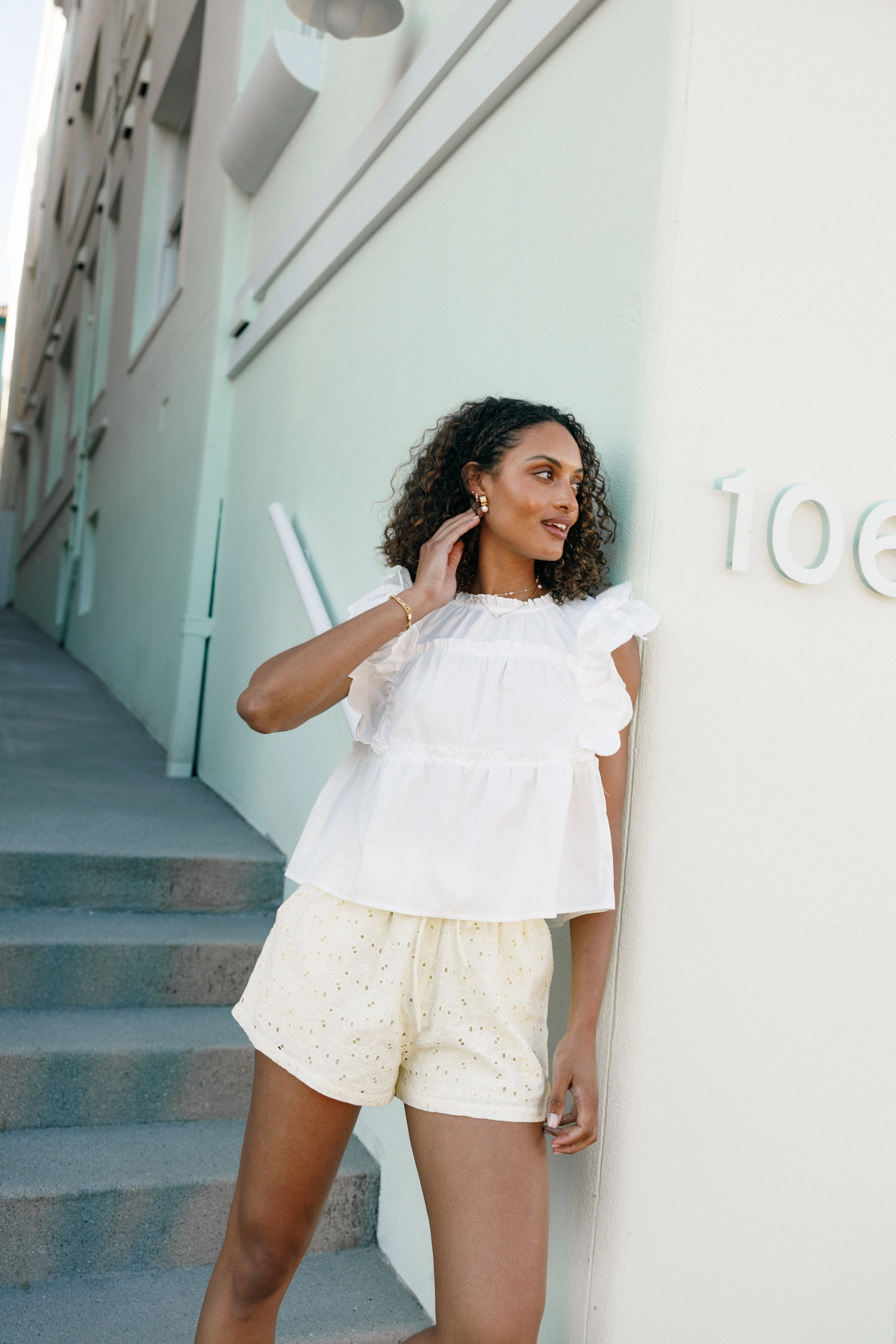 Layered Design Elaine Ruffle Top - Off White