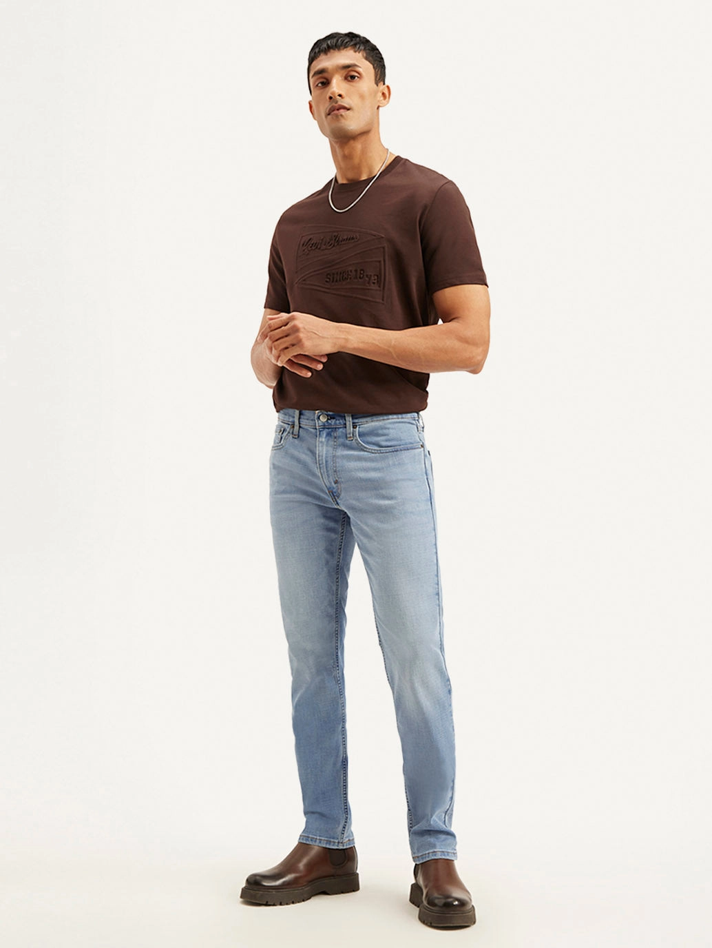 Men's 511 Light Blue Slim Fit Mid Rise Jeans Weekend Getaway Minimalist Breathable Sunny Vibes Office Wear