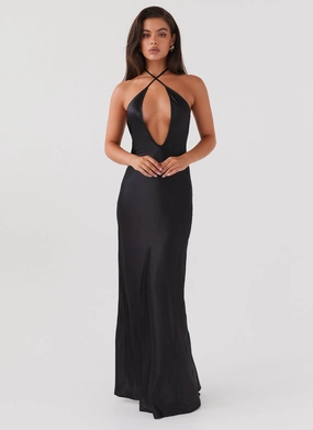 Bridal-Shower Noir Symphony Maxi Dress - Black