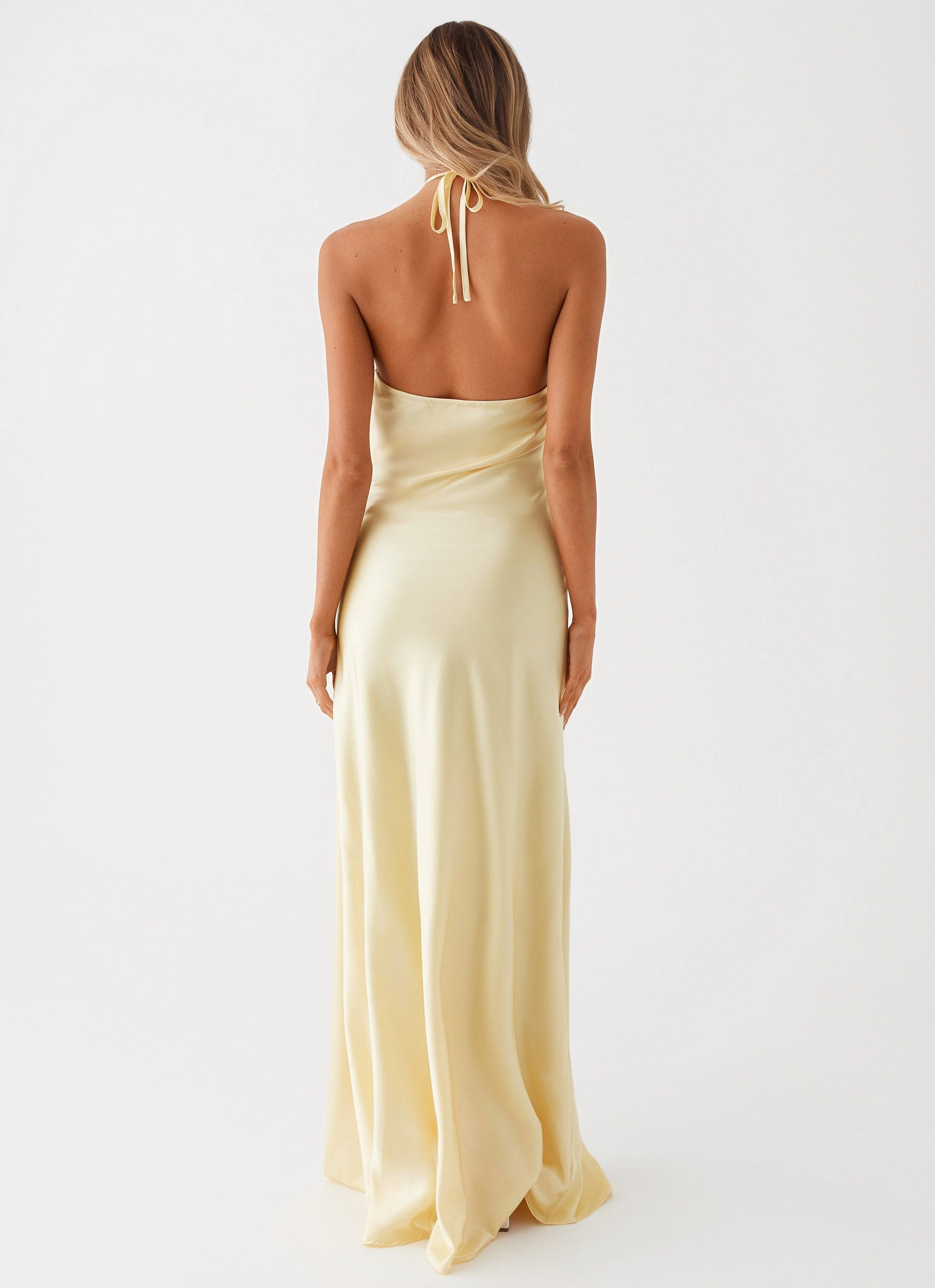 Noir Symphony Maxi Dress - Yellow Cut-Out-Detail Relaxed and Elegant