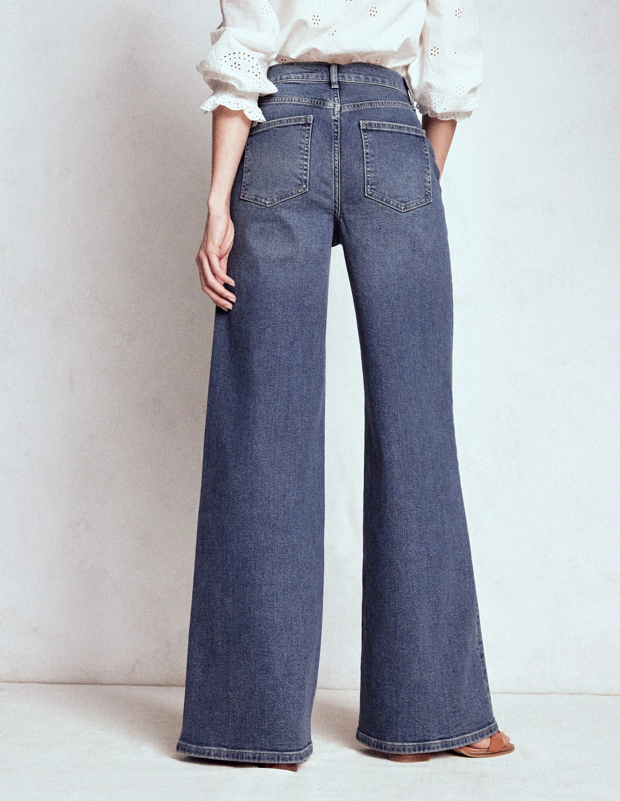 High Rise Clean Wide Jeans-Mid Vintage Mid-rise fit