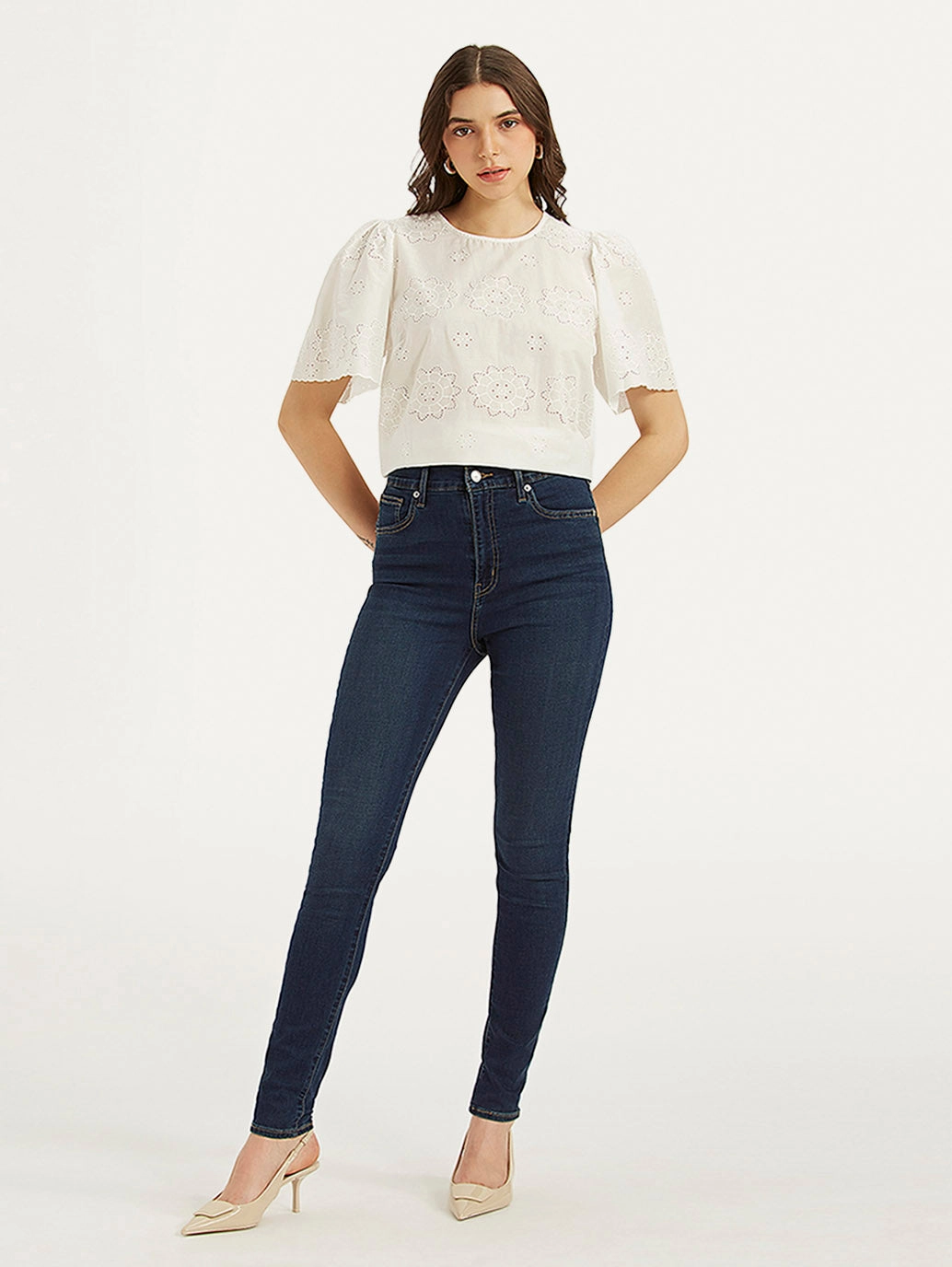 Women's Blue Mile High Skinny Fit High Rise Jeans Quality Wear Textured Vibrant