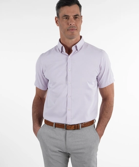 Signature Palmetto Micro Geo Print Wrinkle Resistant Short Sleeve Sport Shirt vacation wear