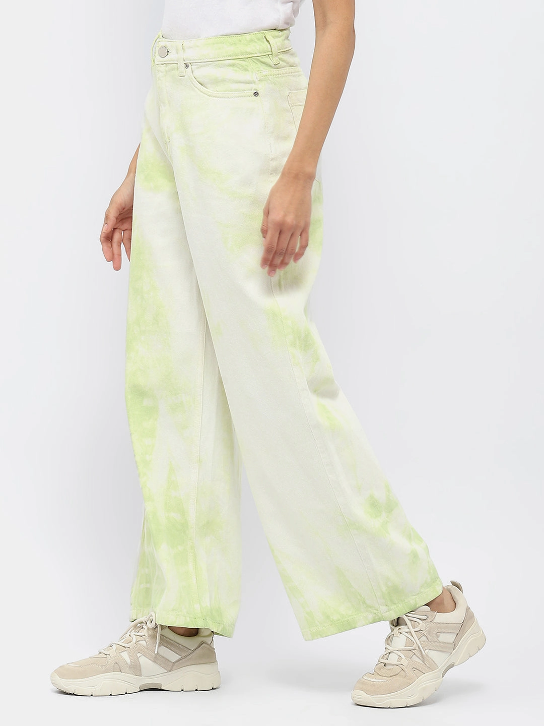 Madame Tie-Dye Green Wide Leg Jeans Trend Setter Home Comfort