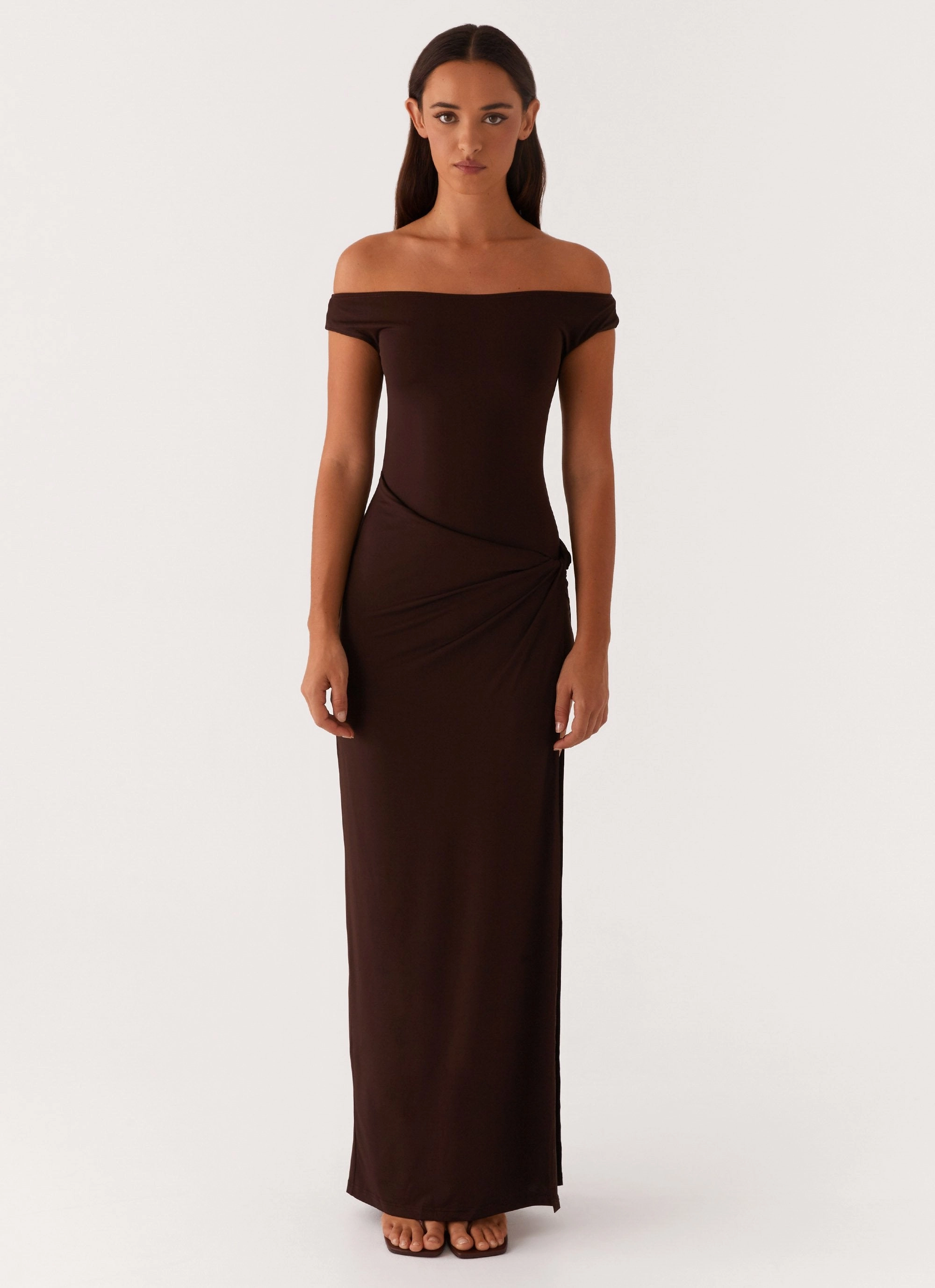 Texture Flow Pleated-Texture Amerie Maxi Dress - Chocolate