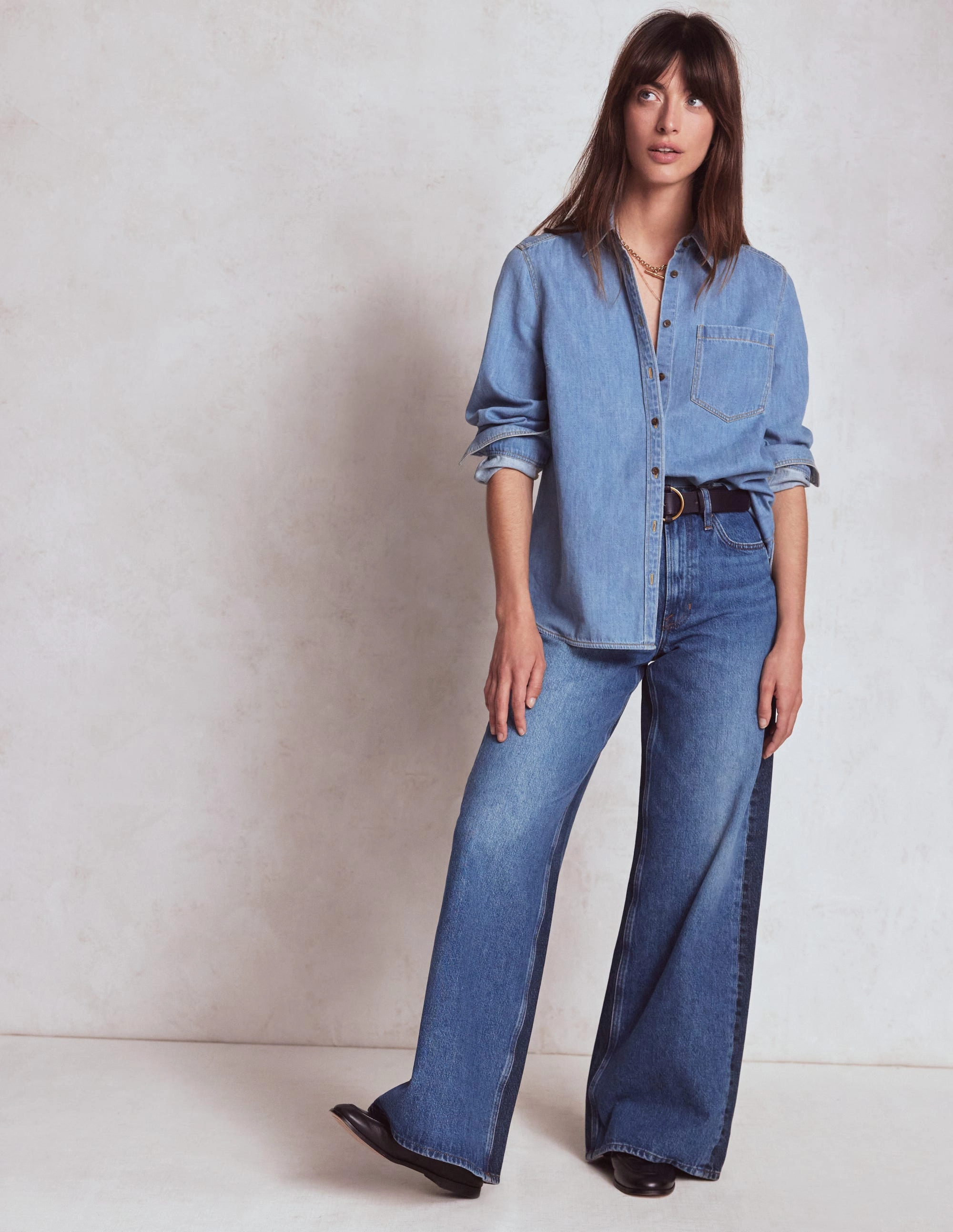 Low Bulk Flattering Style High Rise Wide Leg Jeans-Hotch Potch