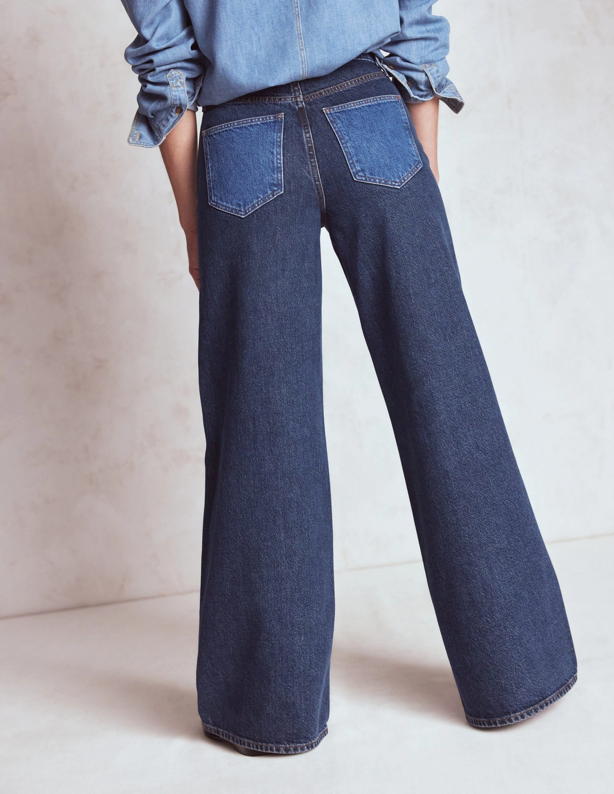 Performance Fit Stretchable High Rise Wide Leg Jeans-Hotch Potch