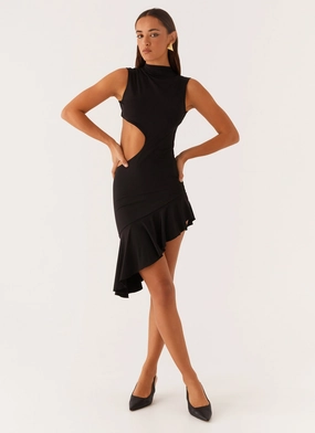 Natara Cut Out Midi Dress - Black Comfortable fit for outings Fashionable Layers