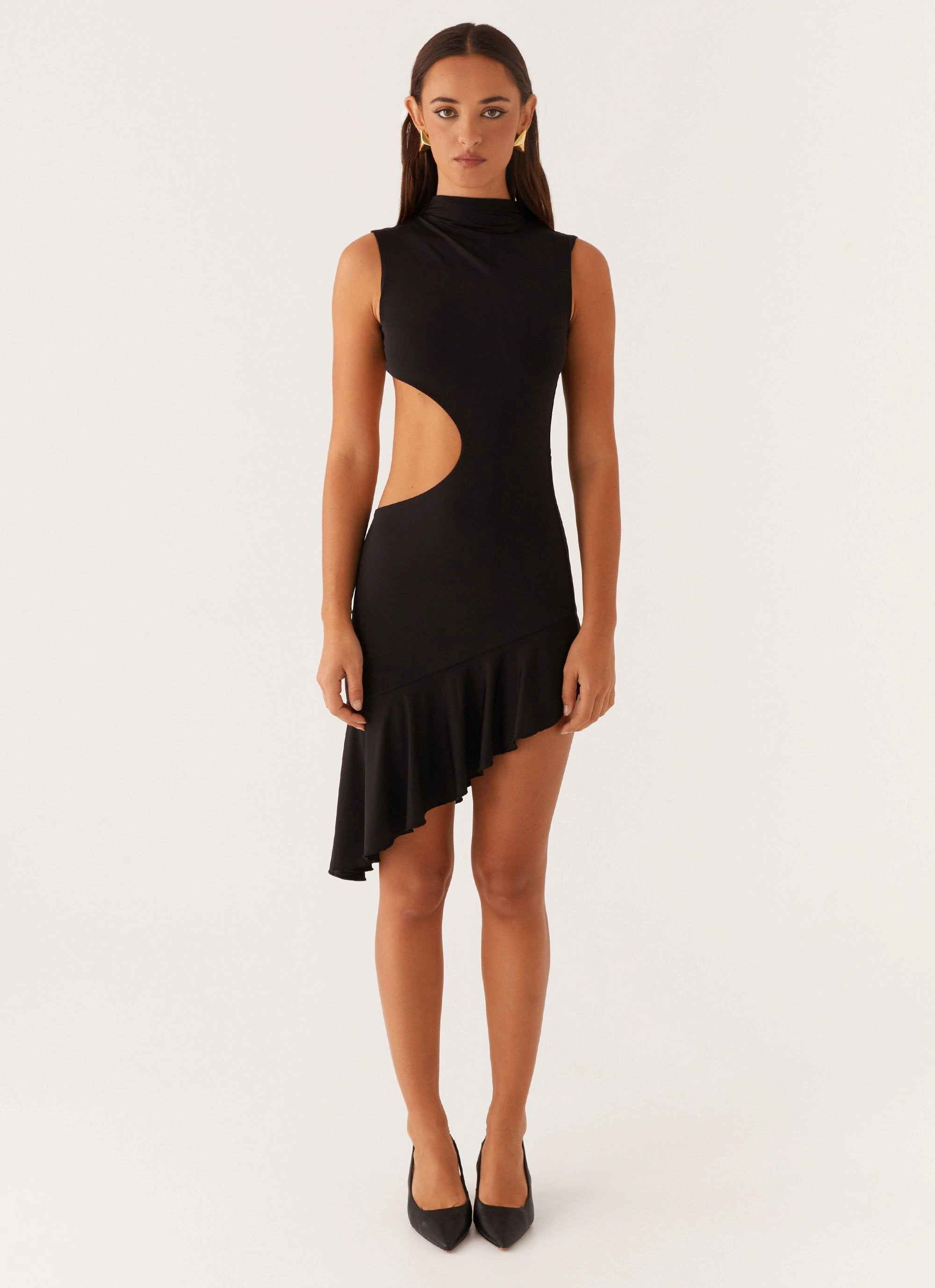 Body Safe Dance Night Natara Cut Out Midi Dress - Black
