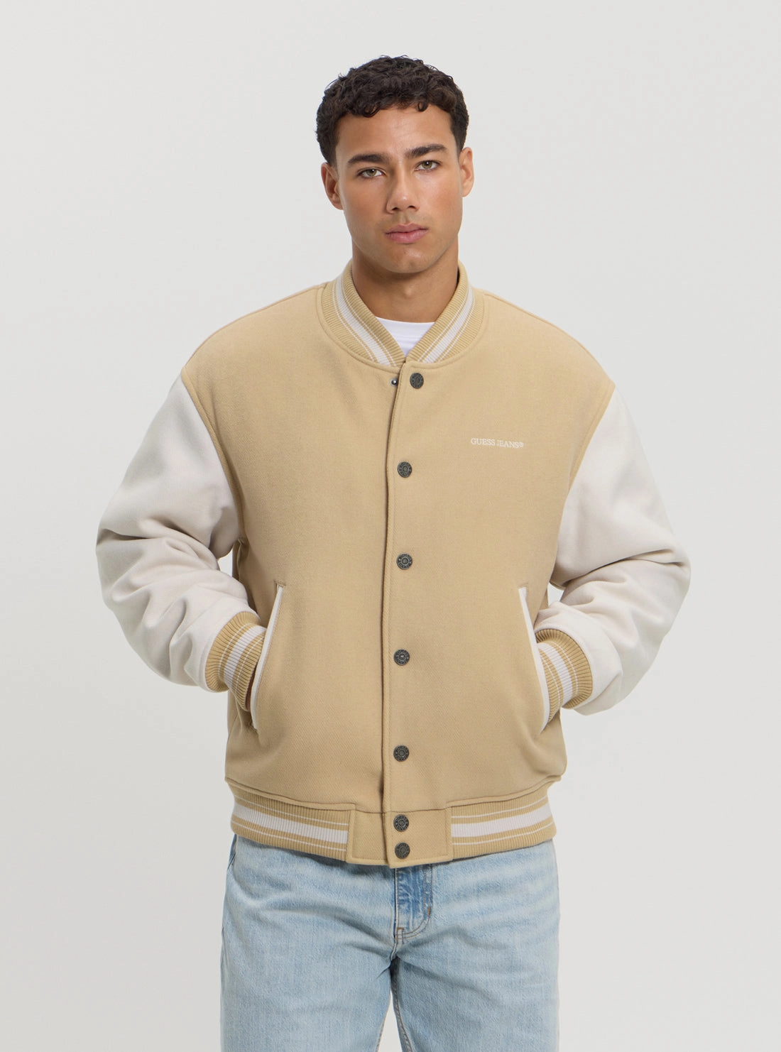 Reinforced Elbows GUESS Jeans Beige Bomber Jacket