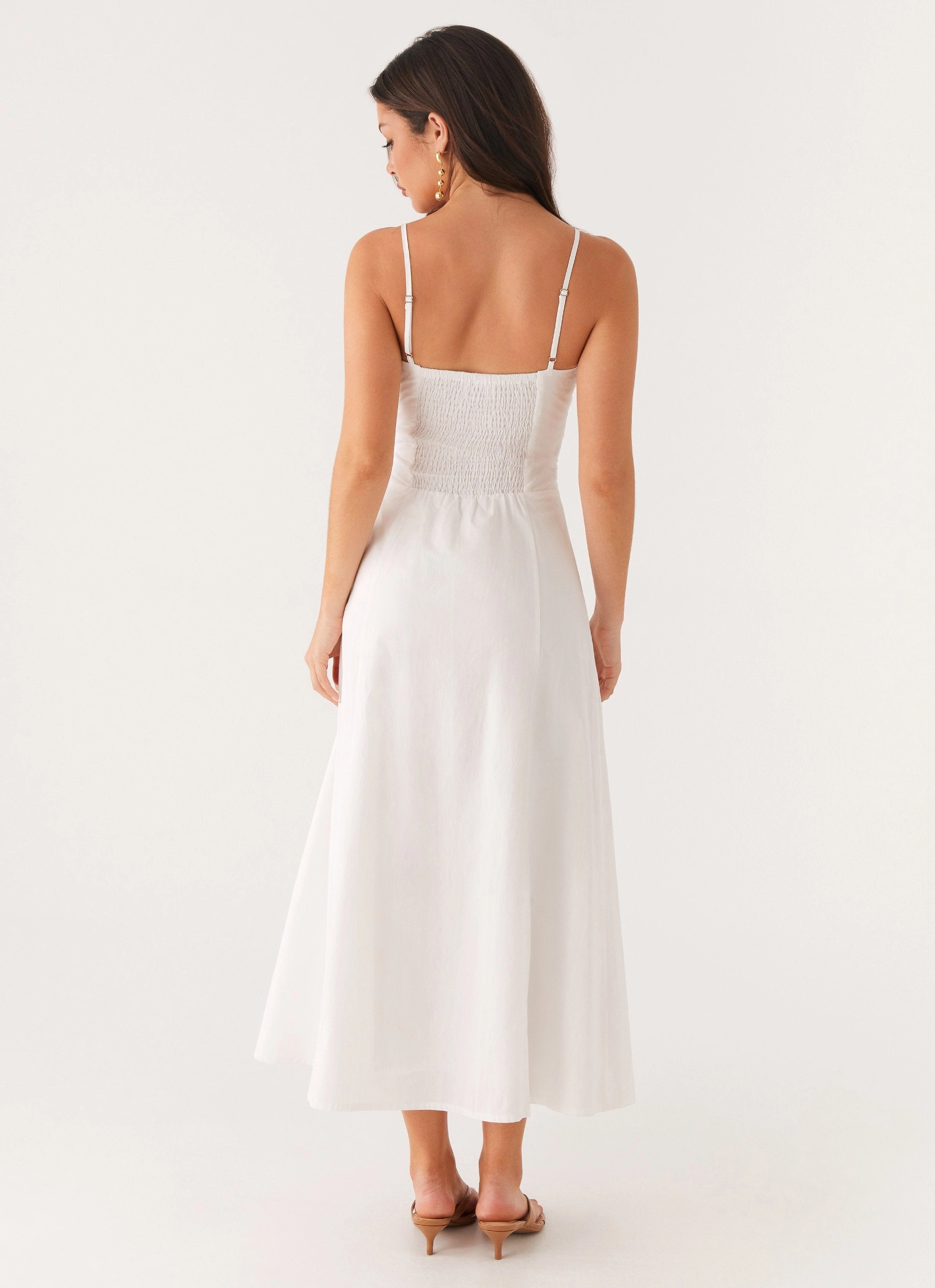 Noosa Midi Dress - White Cozy Cut Casual Lines