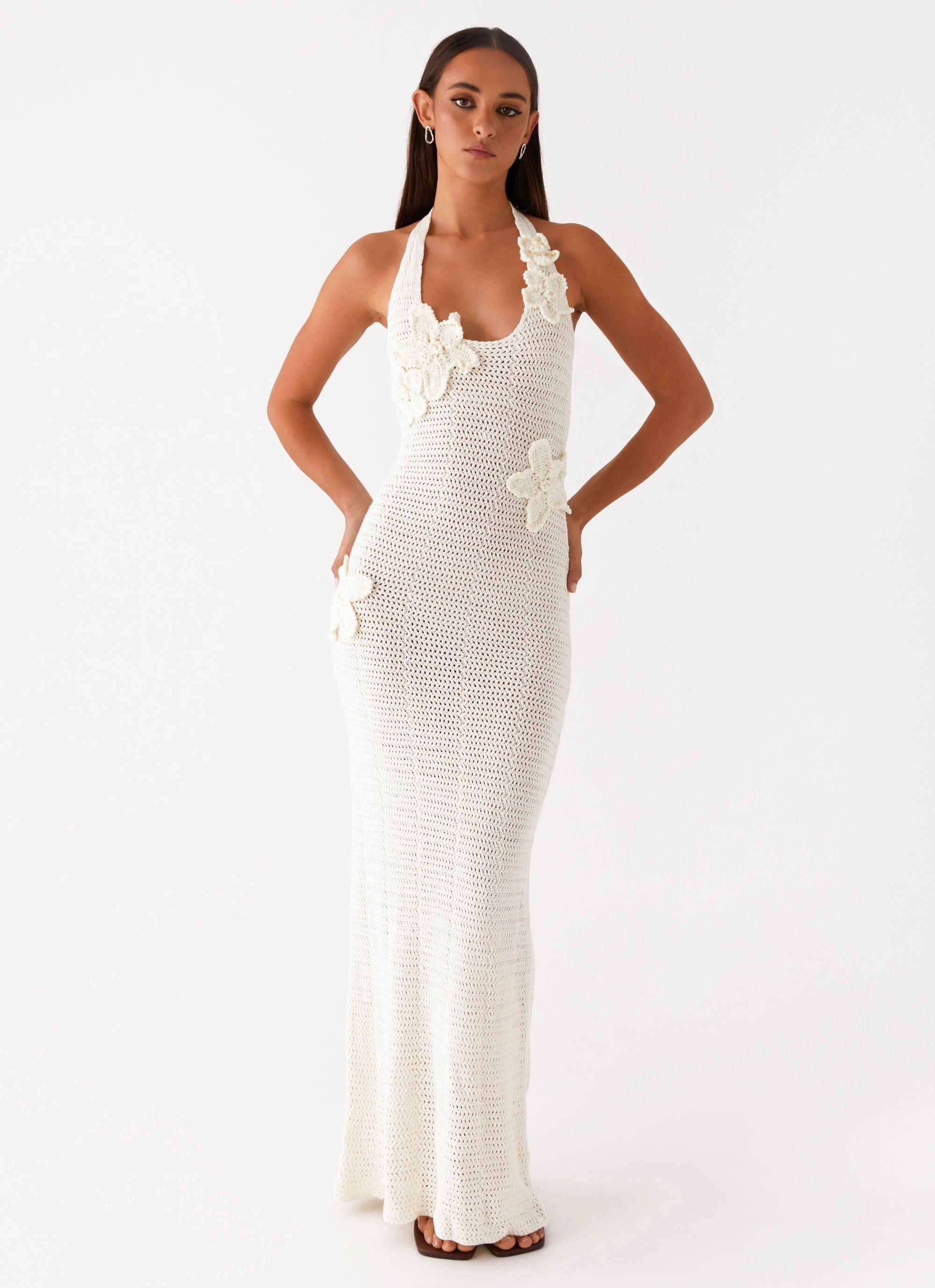 Novalee Flower Crochet Maxi Dress - Ivory Casual Vibes