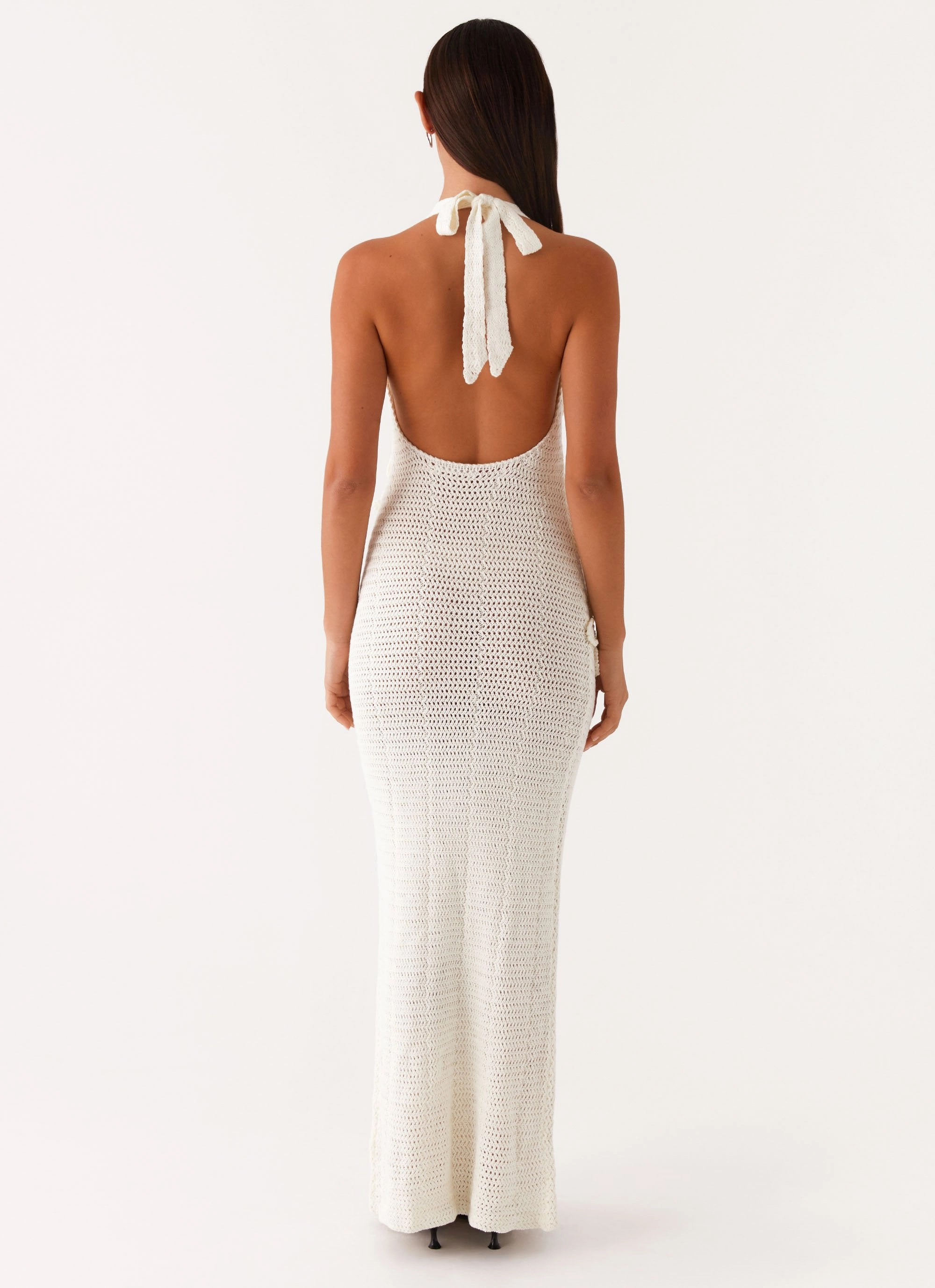 Novalee Flower Crochet Maxi Dress - Ivory Cozy Fit