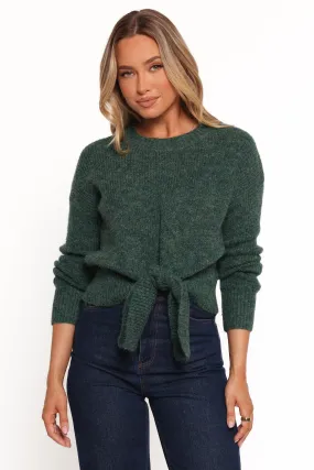 Stretch Recovery Yarn Reinforced Hem Captivate Knit Sweater - Emerald