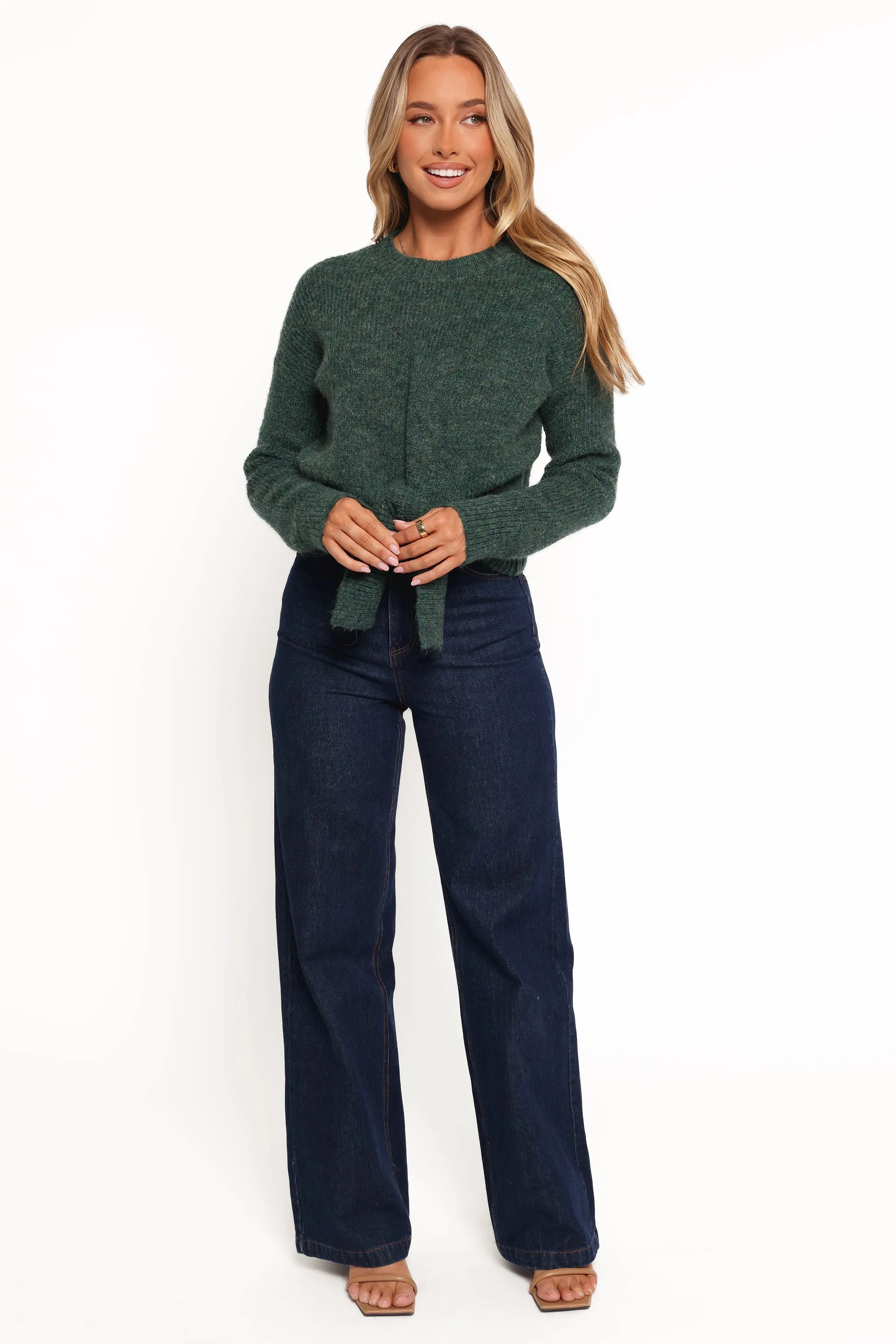 Captivate Knit Sweater - Emerald Four Way Stretch Design