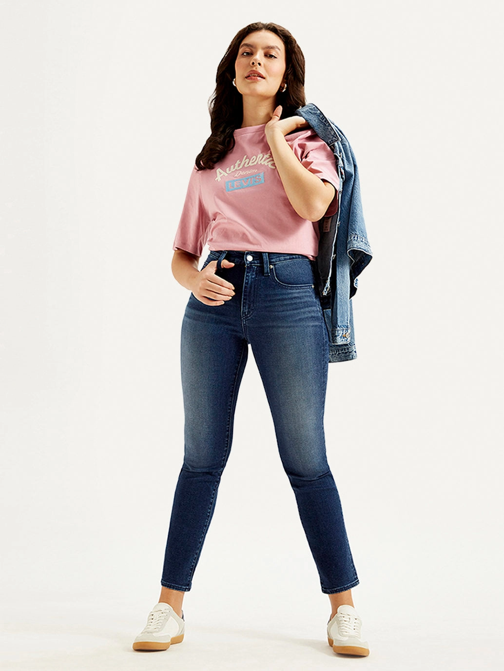 Women's 724 Blue Straight Fit High Rise Jeans Smart Design