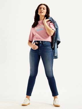 No Fuss Fit Women's 724 Blue Straight Fit High Rise Jeans