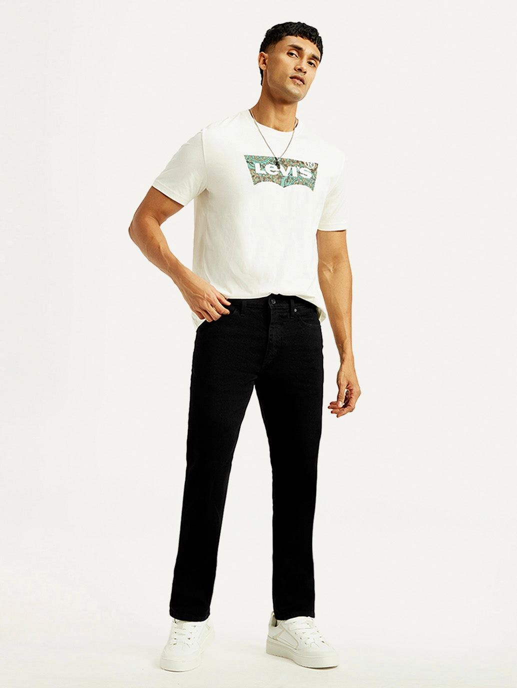 Men's 513 Black Slim Straight Fit Mid Rise Jeans Light Wear Versatile Comfort