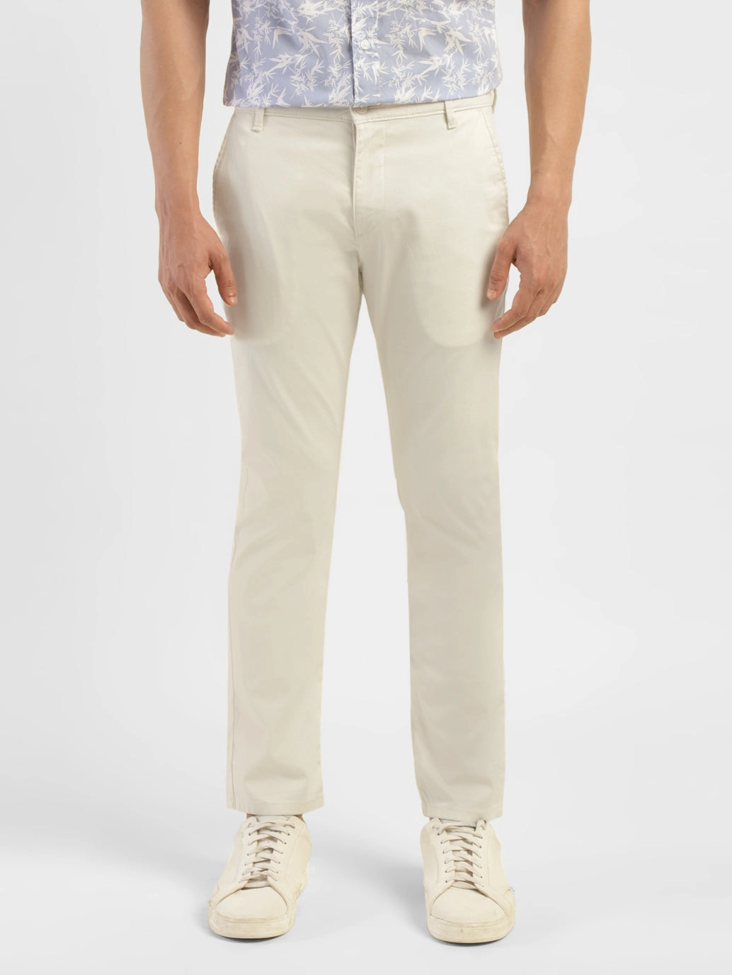 Men's Beige Slim Fit Chinos anti slip grip Stay Fresh