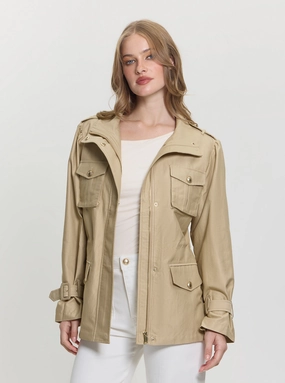 Beige Emma Field Utility Jacket Noise Reduced Fabrics Heat Reflective Tech