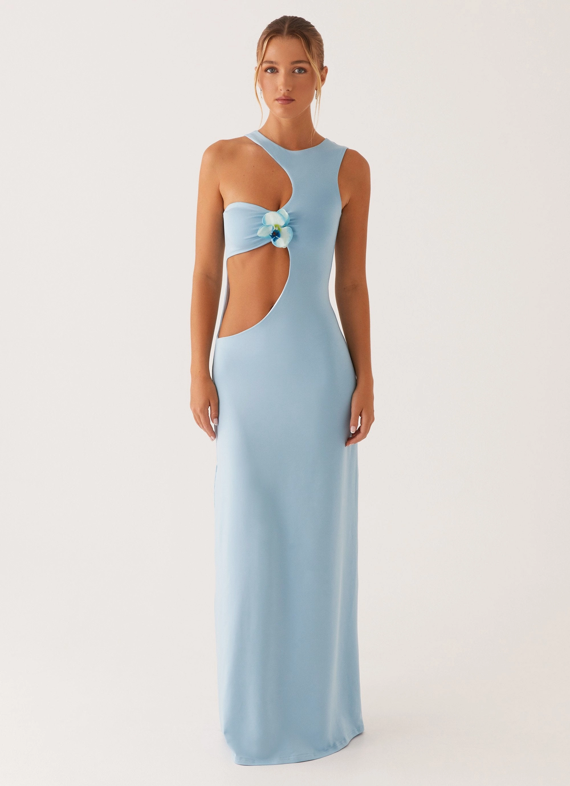 Mahalia Maxi Dress - Blue Pleat Breeze Smart Detail