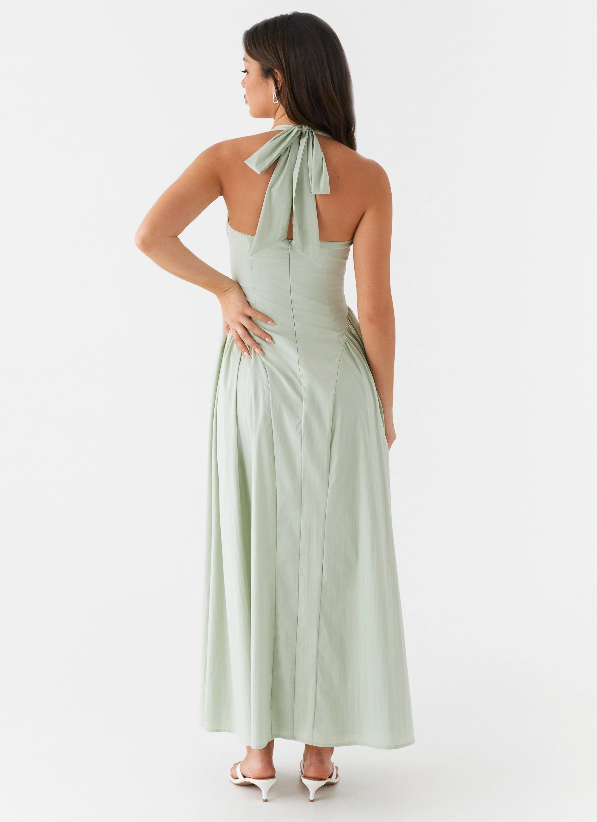 Smooth Mood Olenna Halterneck Midi Dress - Sage