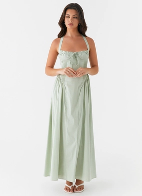 Olenna Halterneck Midi Dress - Sage Day Magic