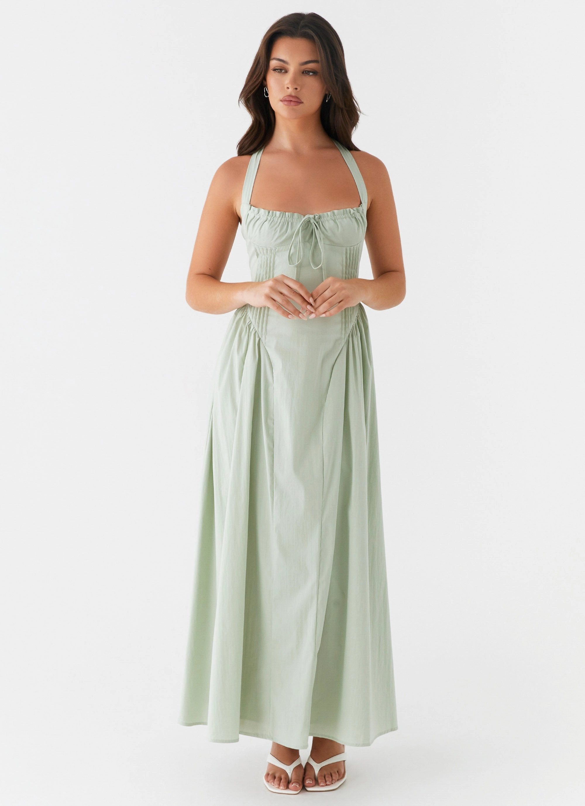 Olenna Halterneck Midi Dress - Sage Day Magic