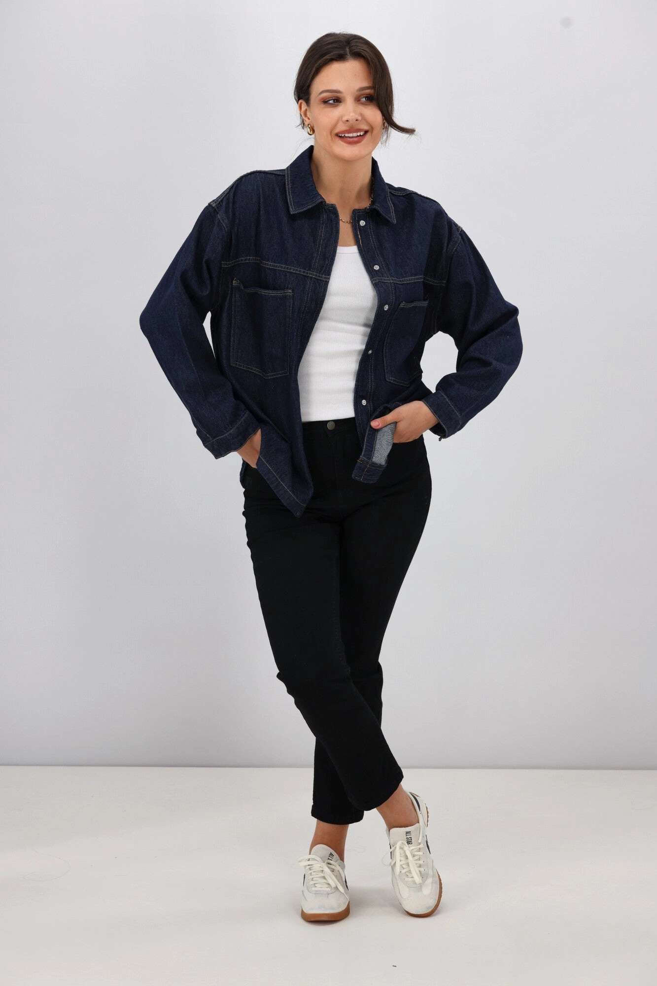 ONLY Emmie L/S Shirt Rinse Denim Breathable mesh lining