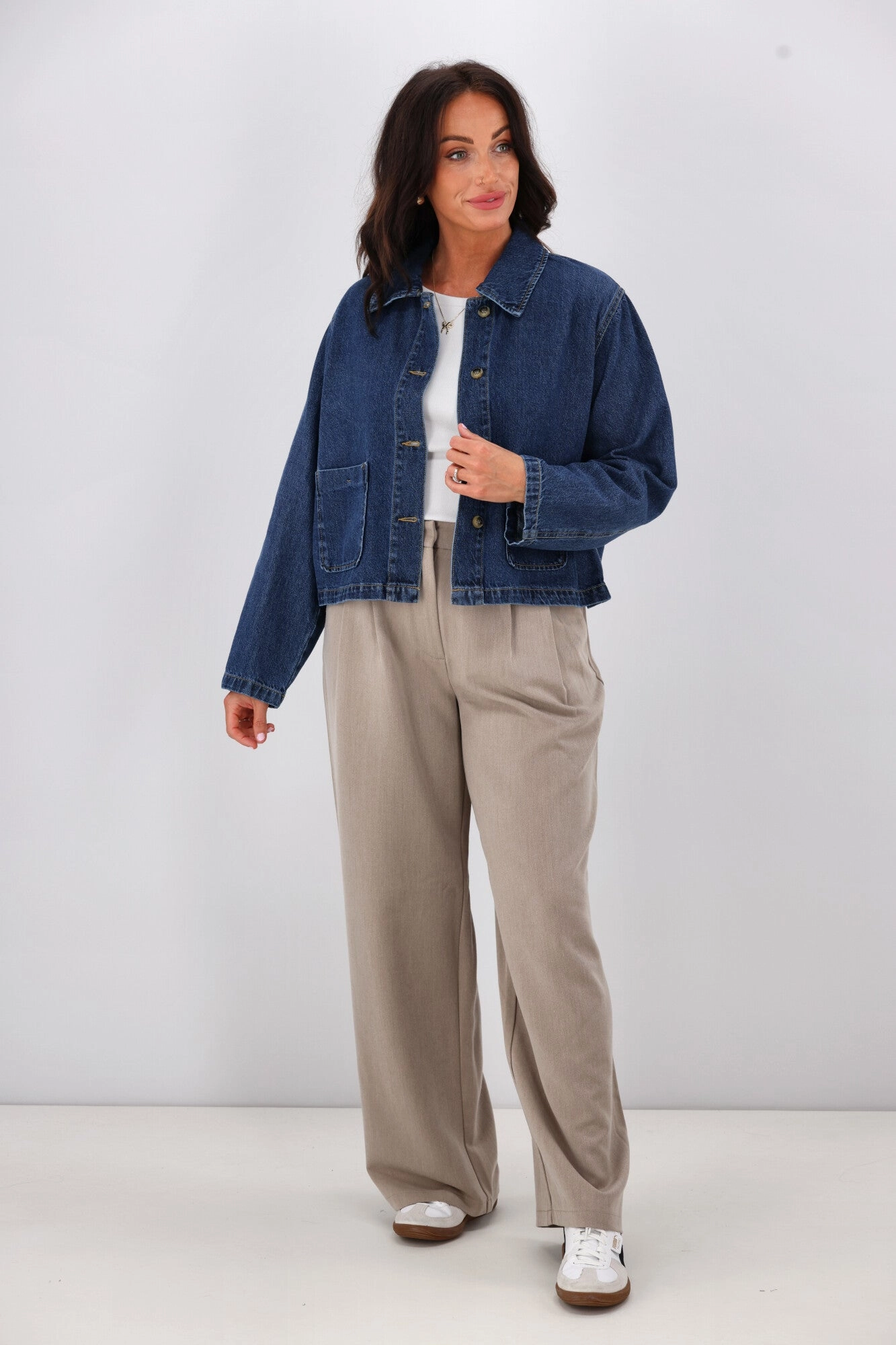 ONLY Lerin Pocket Denim Jacket Dark Blue Compression Fit