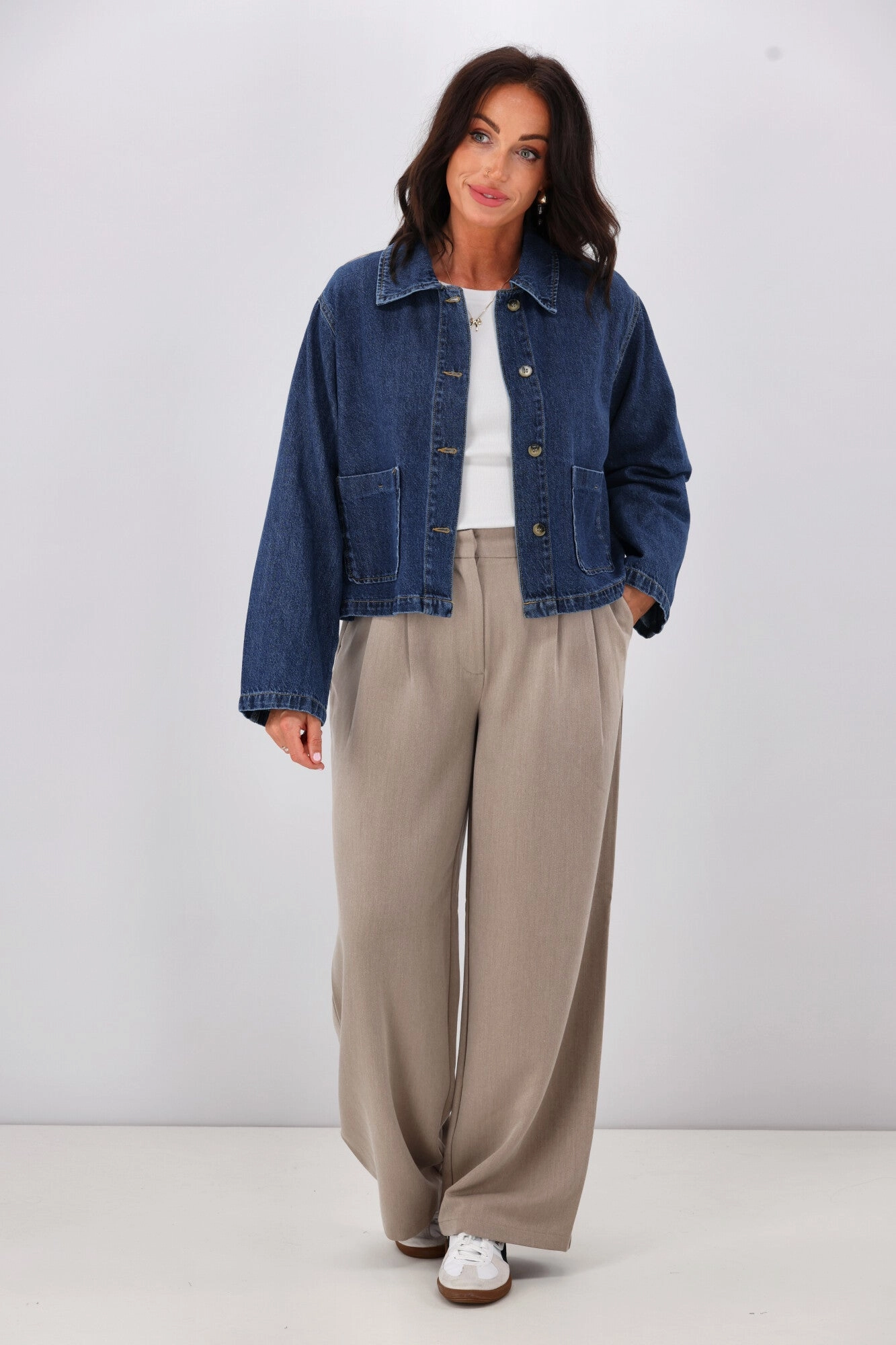 ONLY Lerin Pocket Denim Jacket Dark Blue Hidden Ventilation Zones