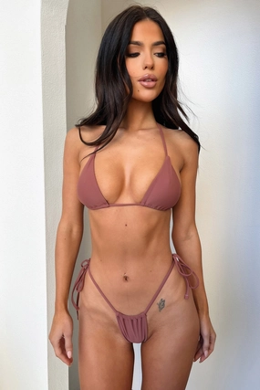 Opal Bikini Bottom - Brown mix and match Sweat Wicking Technology