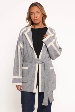 Maloney Tie Front Coatigan - Grey Gentle Fit Chill Weather