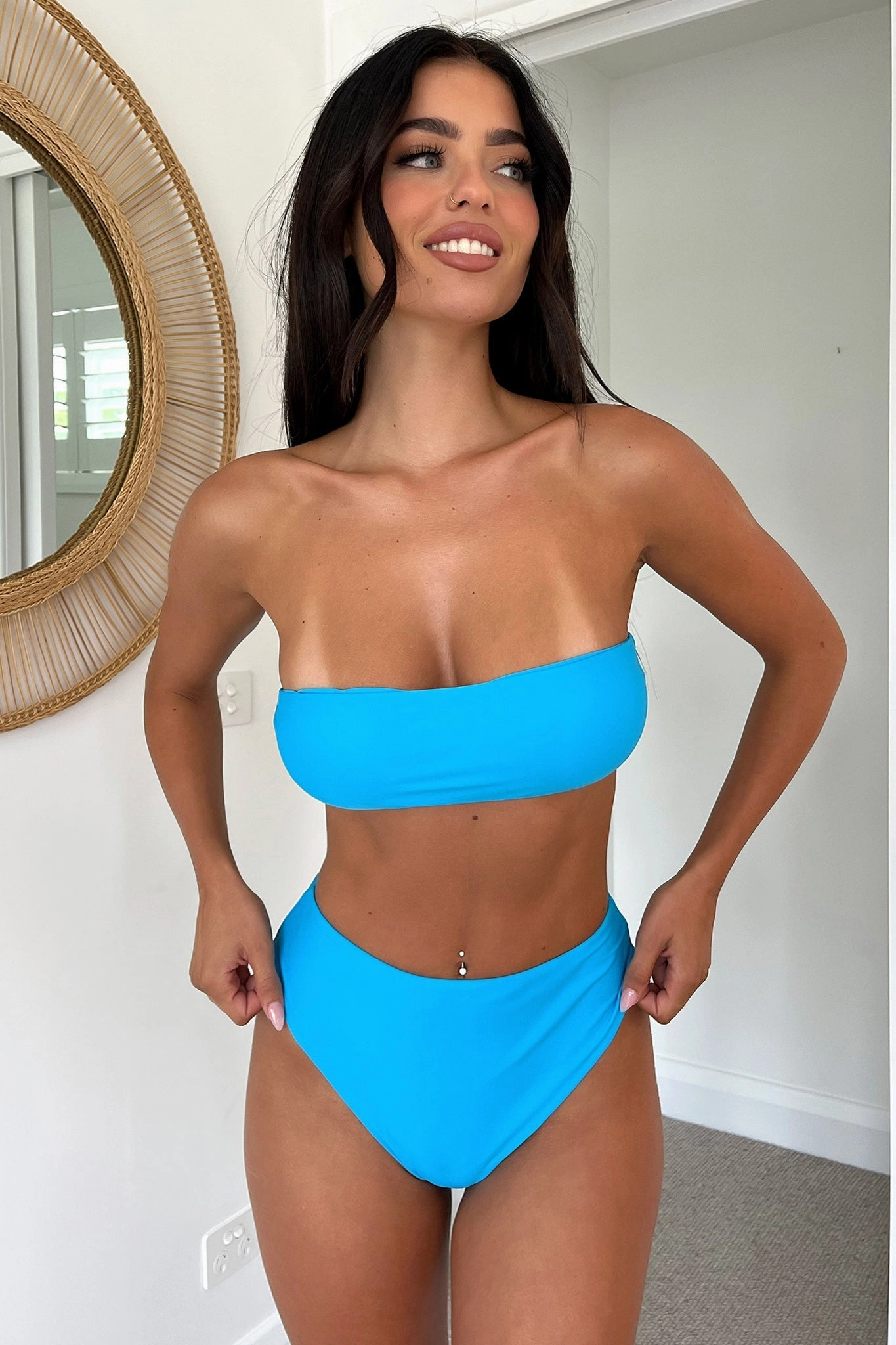 Double Layered Front Ultra Flat Lock Stitching Orla Bikini Bottom - Blue