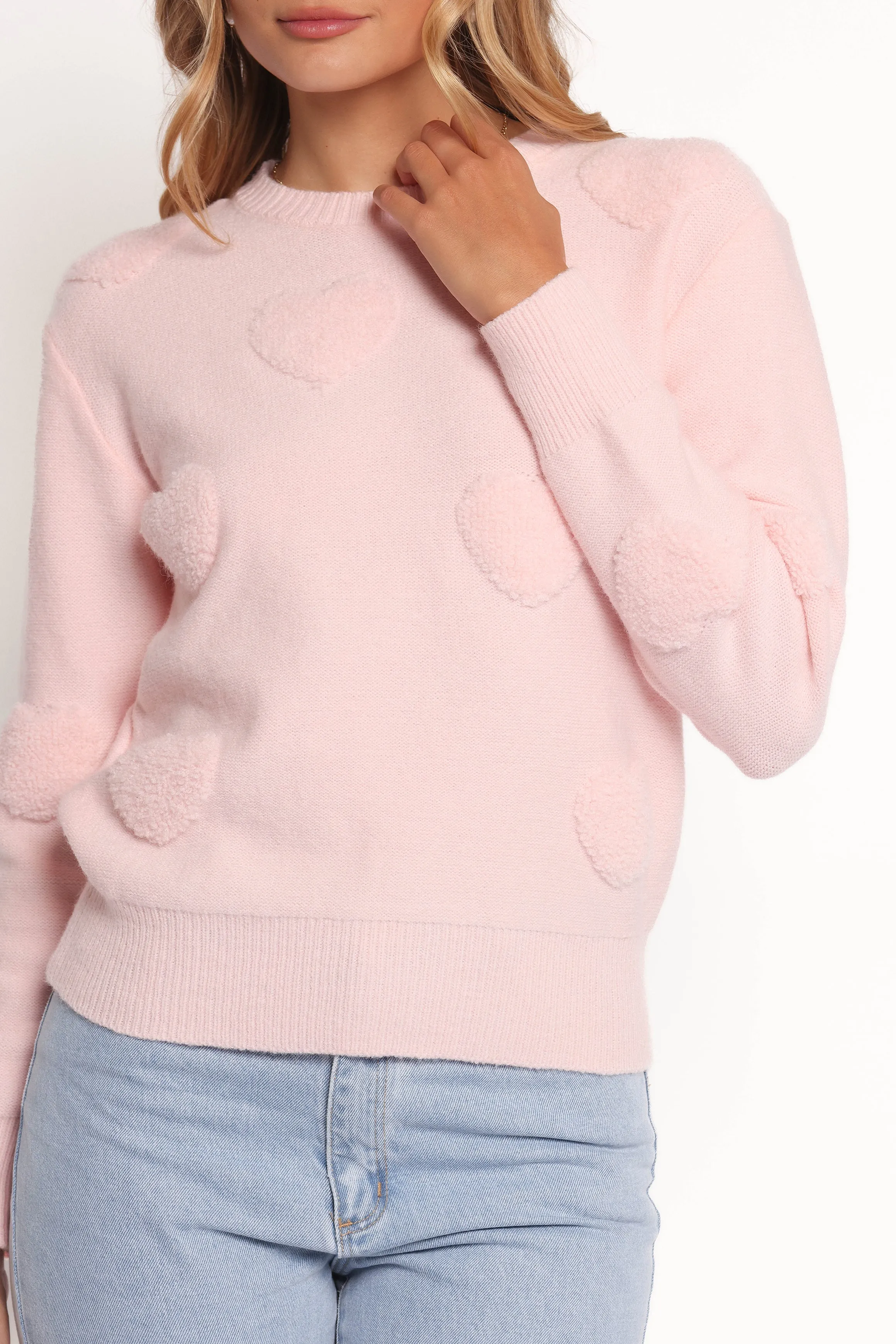 Cozy Comfort Orlenda Heart Knit Sweater - Pale Pink