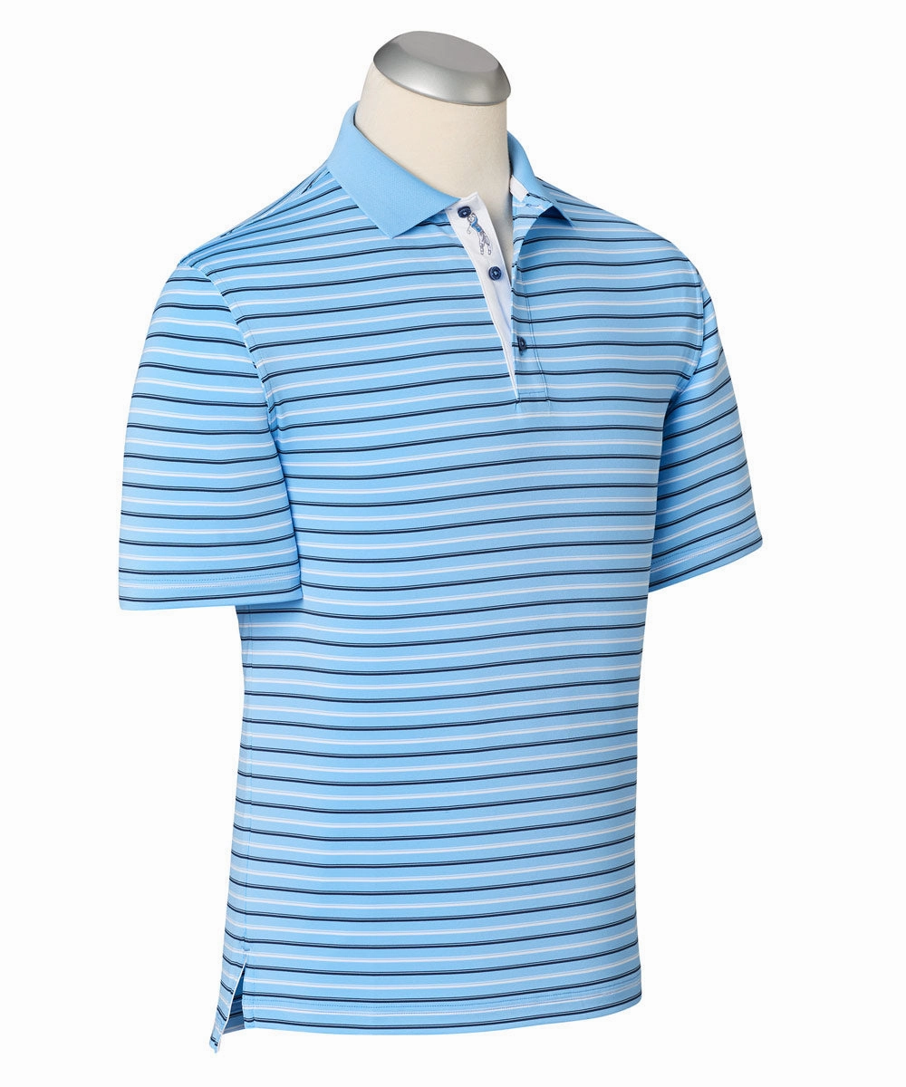 Breathable Flex Cotton Blend Ossabaw Alternating Stripe Performance Short Sleeve Polo Shirt