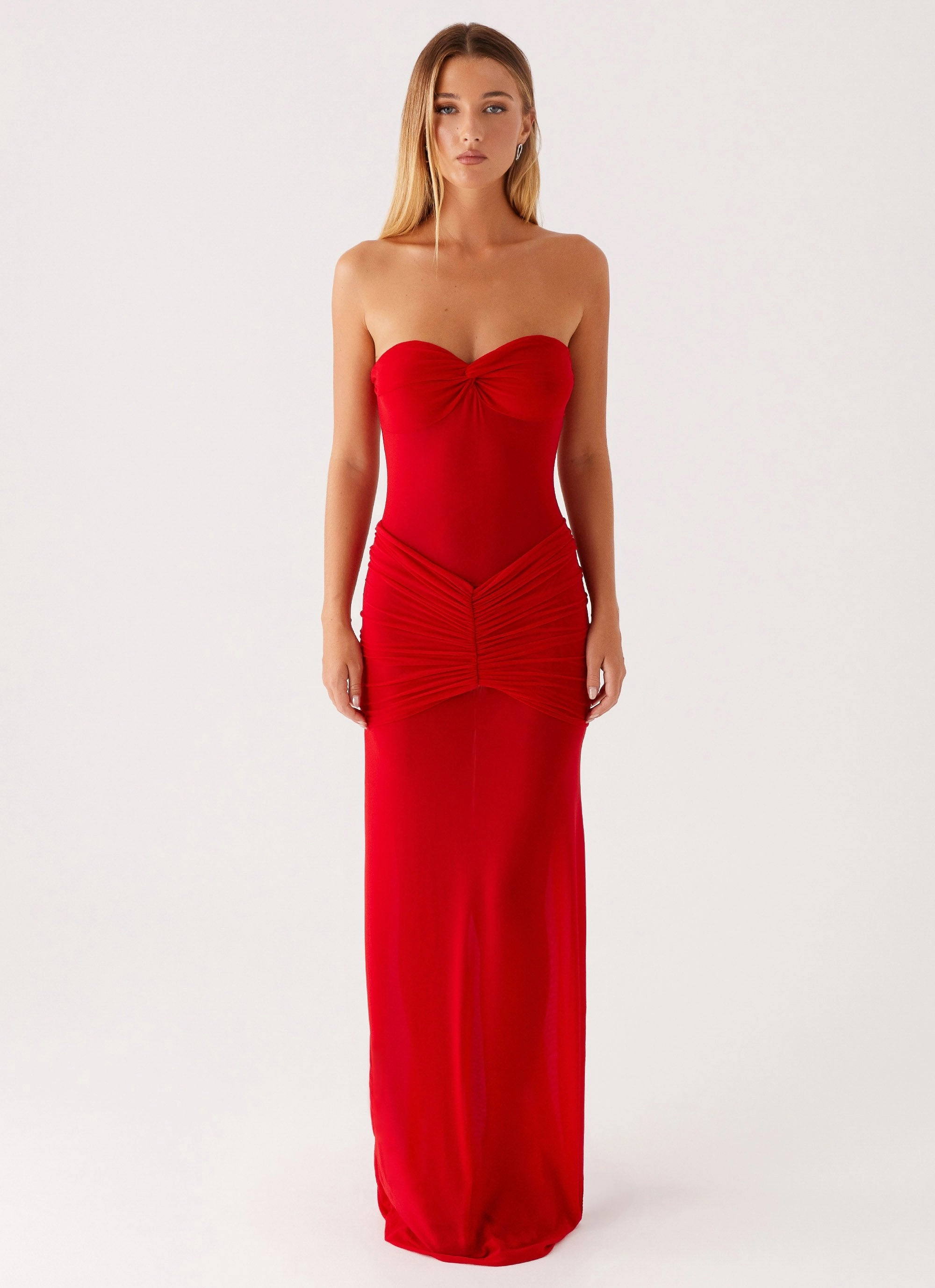 Ottilie Mesh Maxi Dress - Red Stylish and Simple