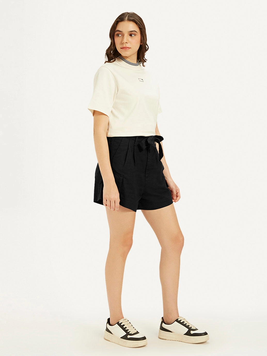 Style Choice Women's Mid Rise Black Relaxed Fit Shorts