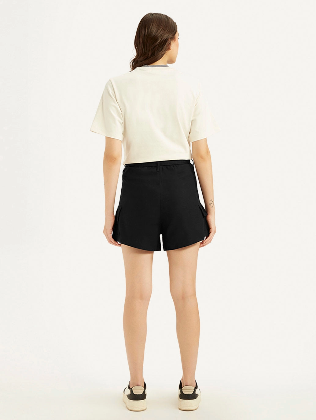 Eco-friendly Women's Mid Rise Black Relaxed Fit Shorts