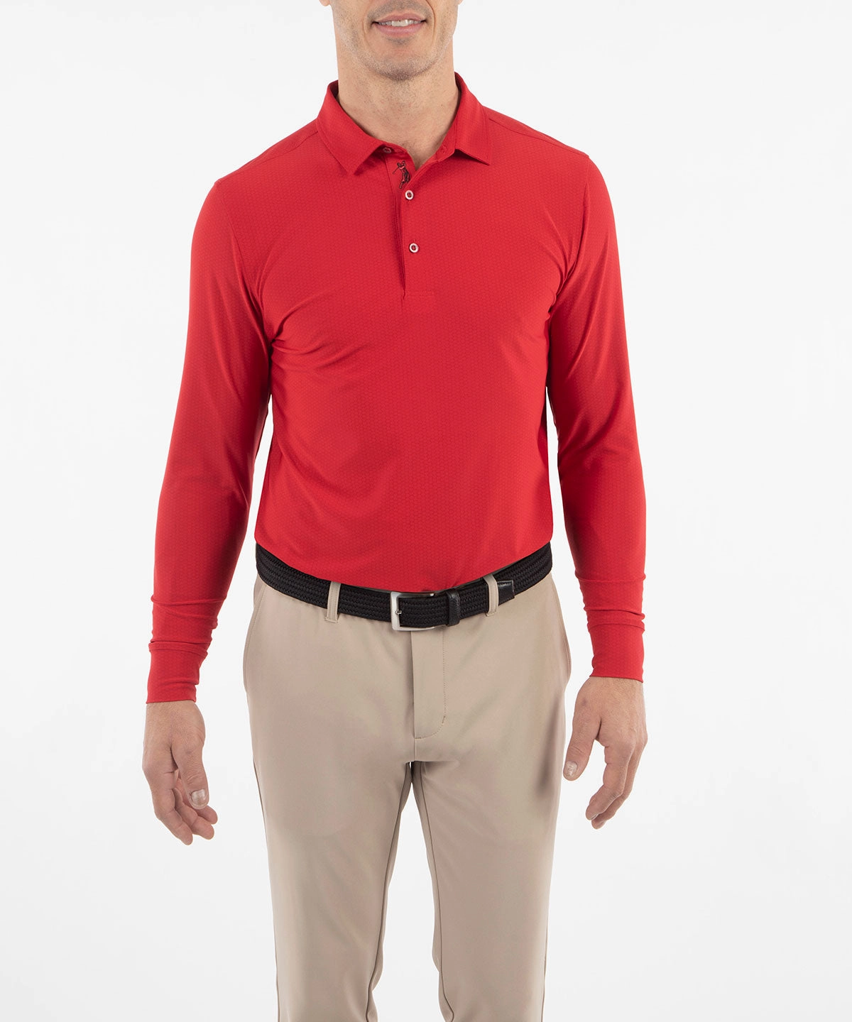 Hygroscopic Threads Performance Jersey Balata Print Long-Sleeve Polo