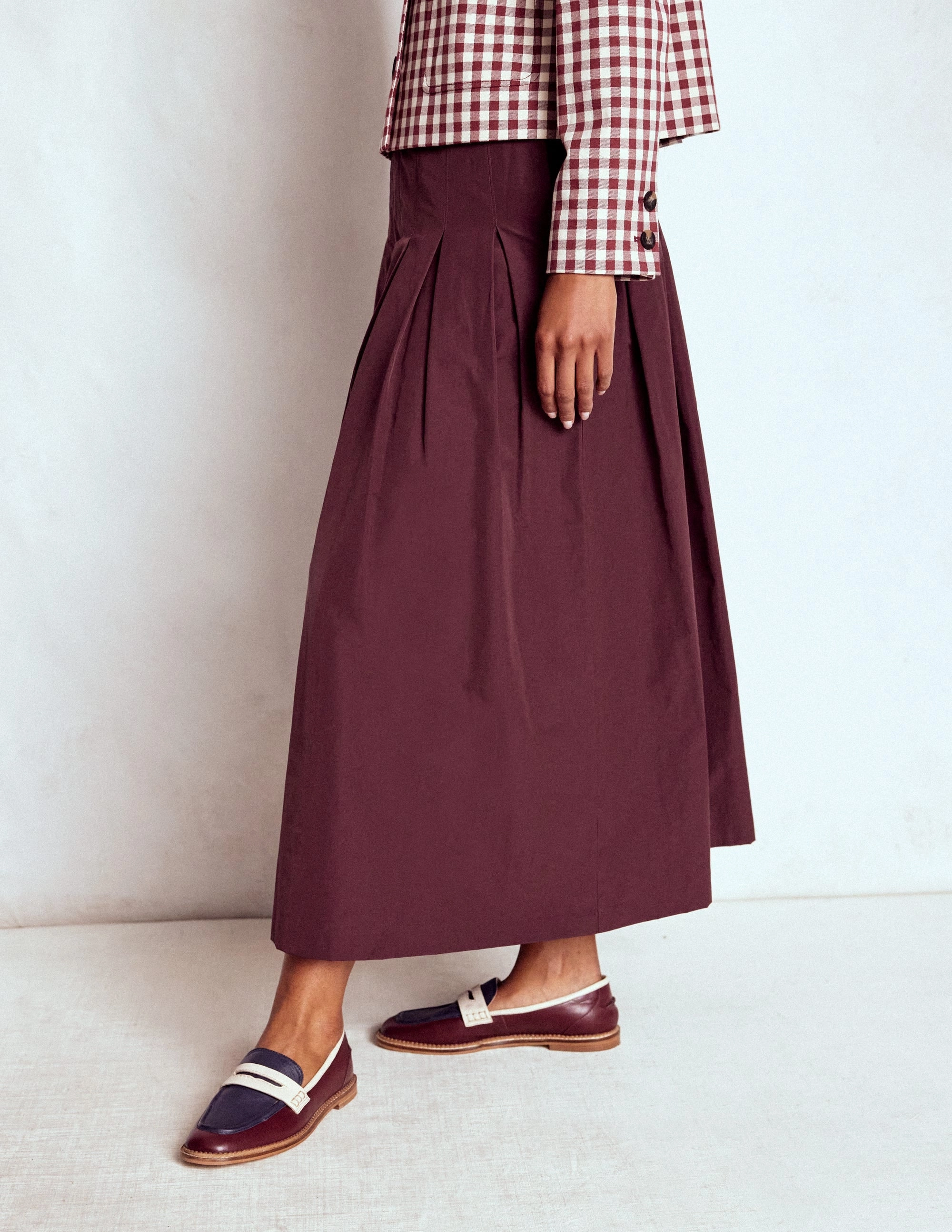 Valentina Taffeta Midi Skirt-Deep Wisteria Heritage Brand Lightweight Lining