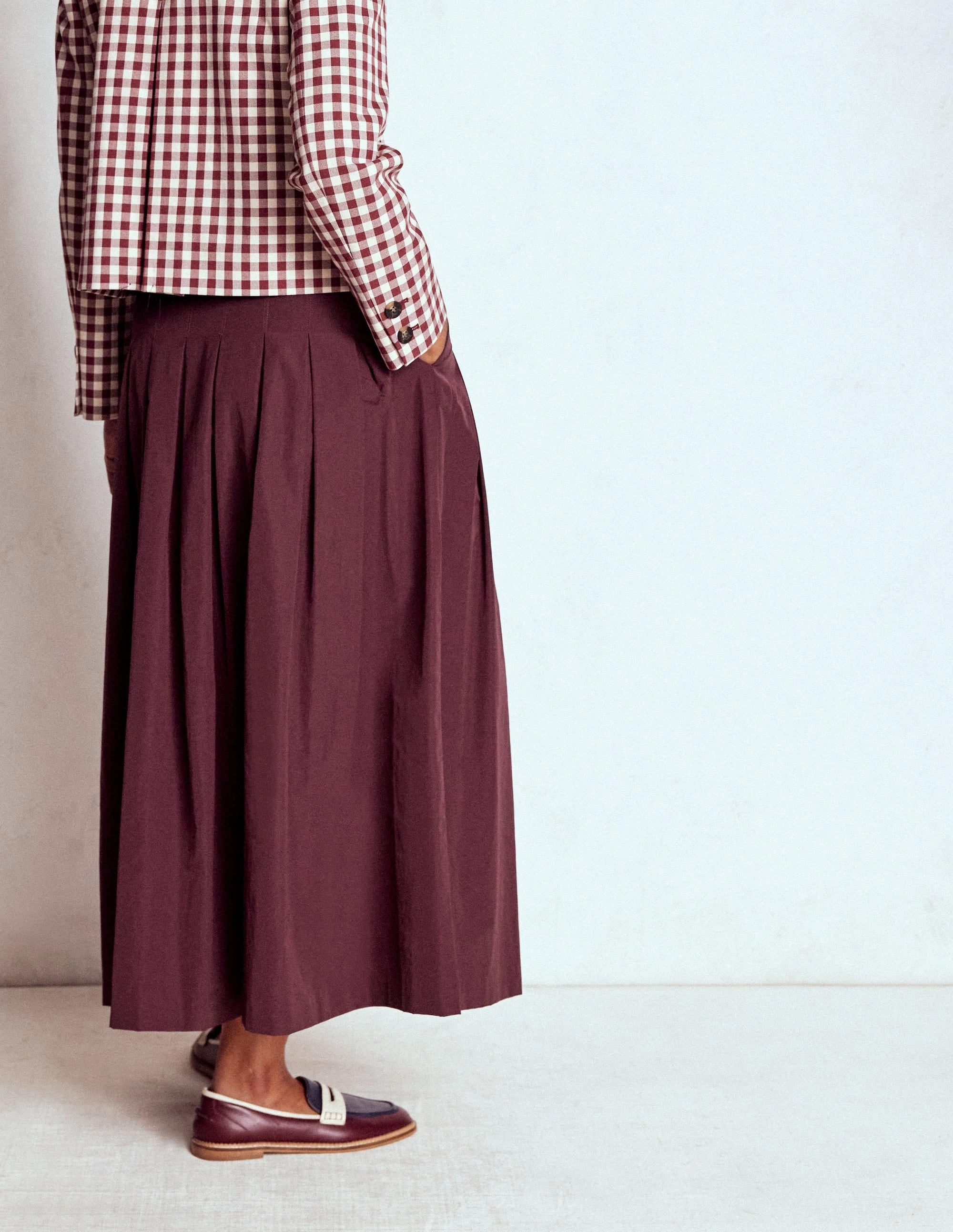 Valentina Taffeta Midi Skirt-Deep Wisteria Velvet Finish Twist Front Design