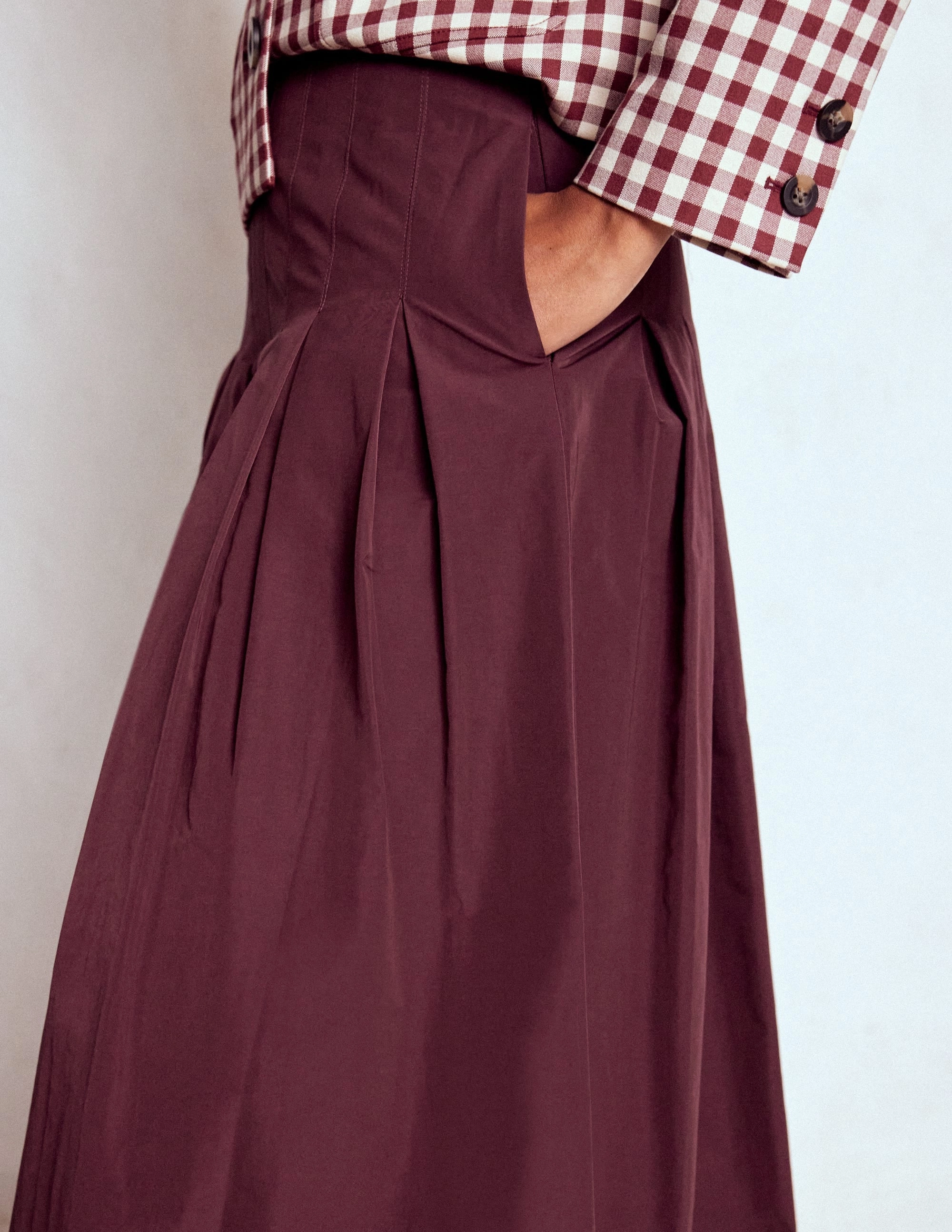 Tear Resistant Material Light Flow Valentina Taffeta Midi Skirt-Deep Wisteria