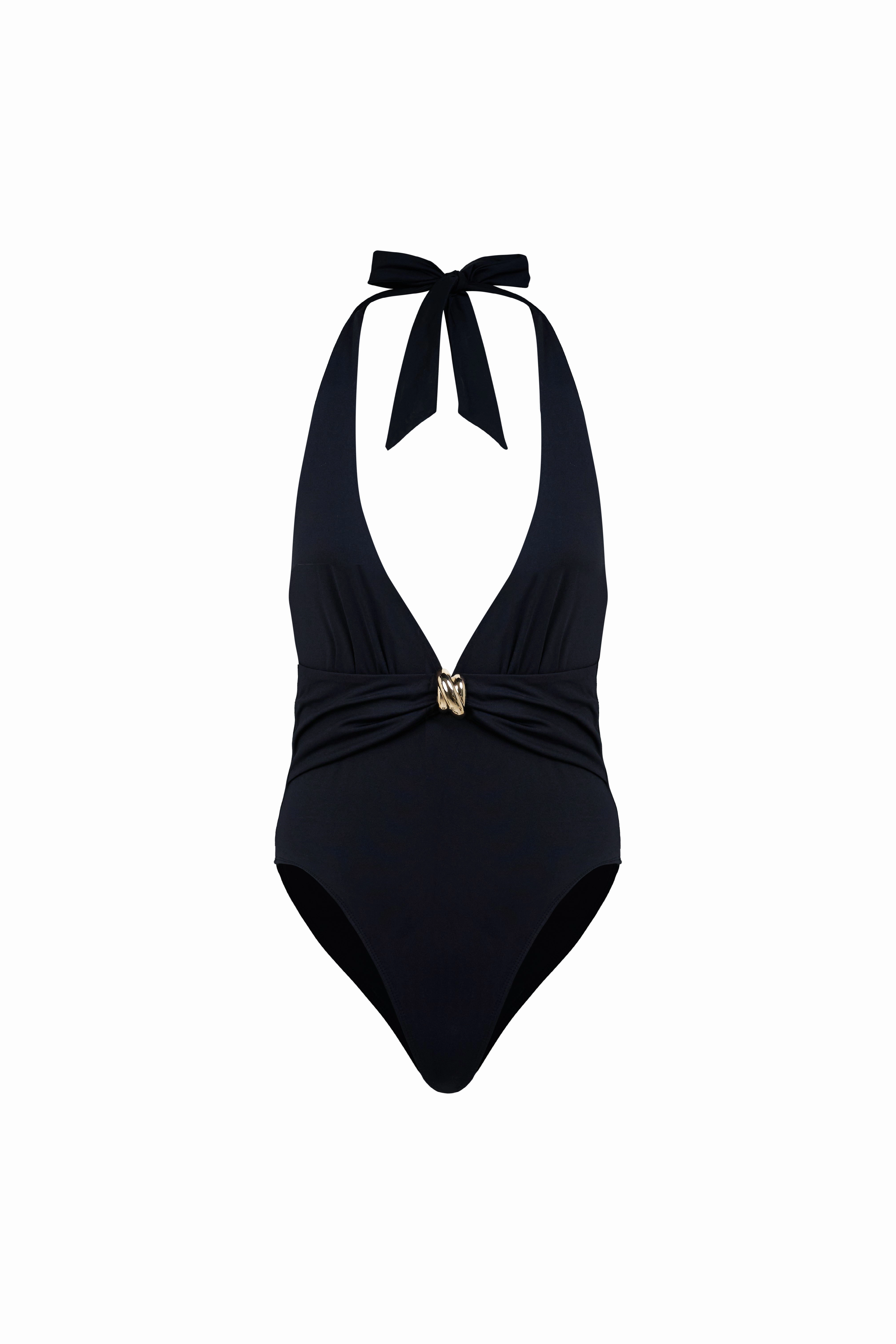 Palermo One Piece - Black (Soft Touch) Polka-Dots Cross Back Support